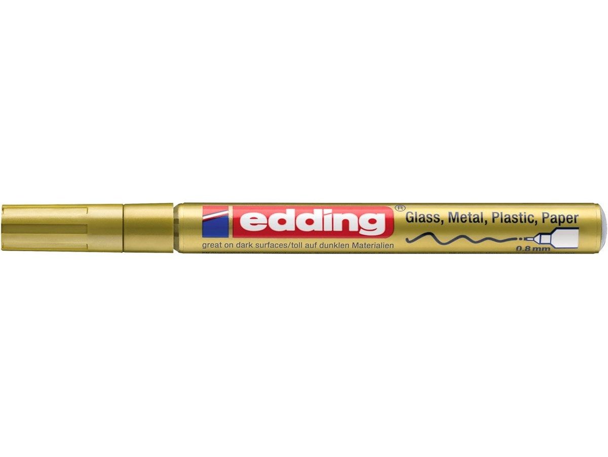 edding Marker Glanzlack-Marker 780 creative Rundspitze 0,8 mm Gold, wasserfest hitzebeständig bis 400 Grad extrem lichtbeständig