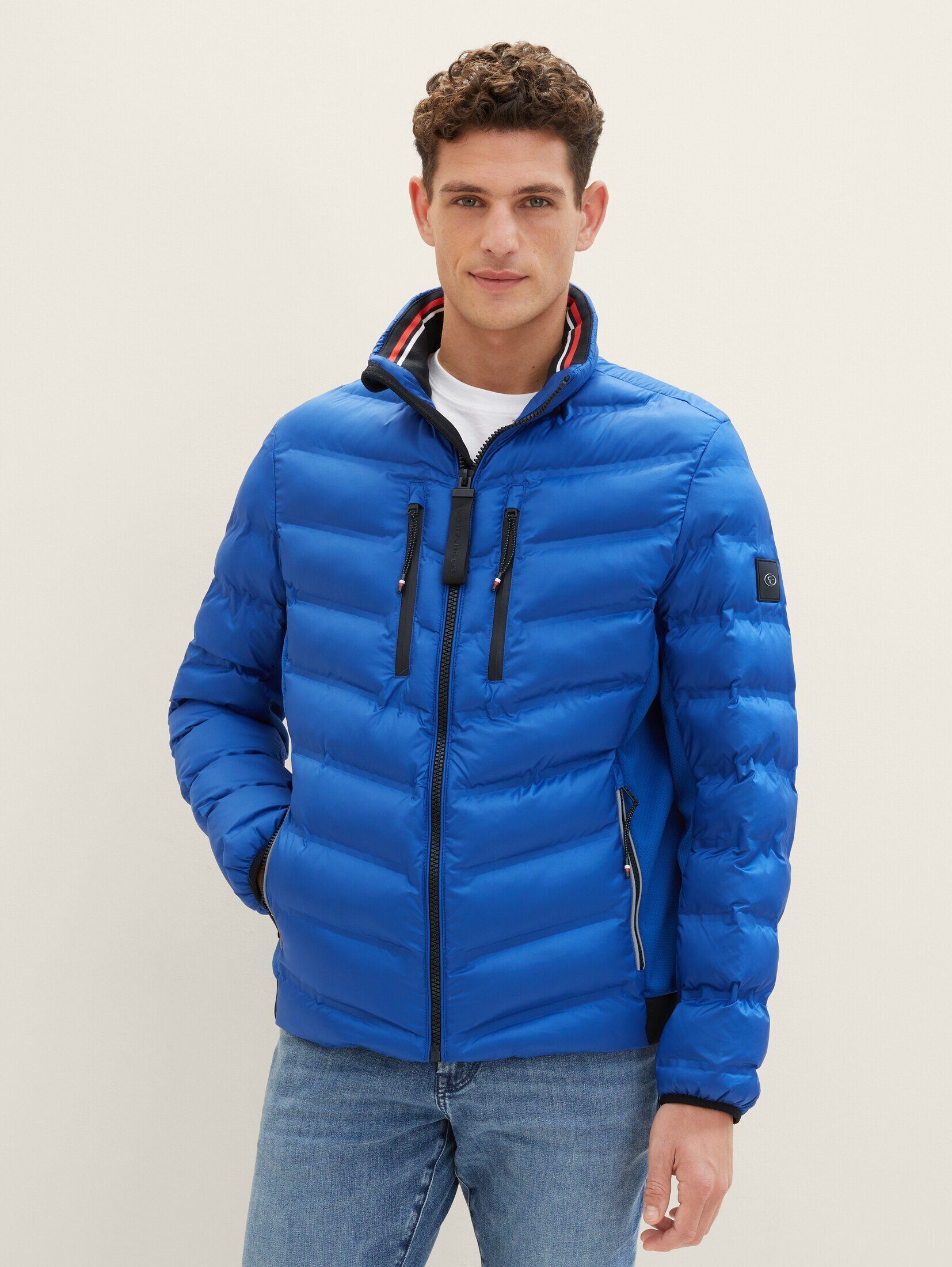 TAILOR mit hockey Steppjacke abnehmbarer TOM Hybrid Jacke blue Kapuze