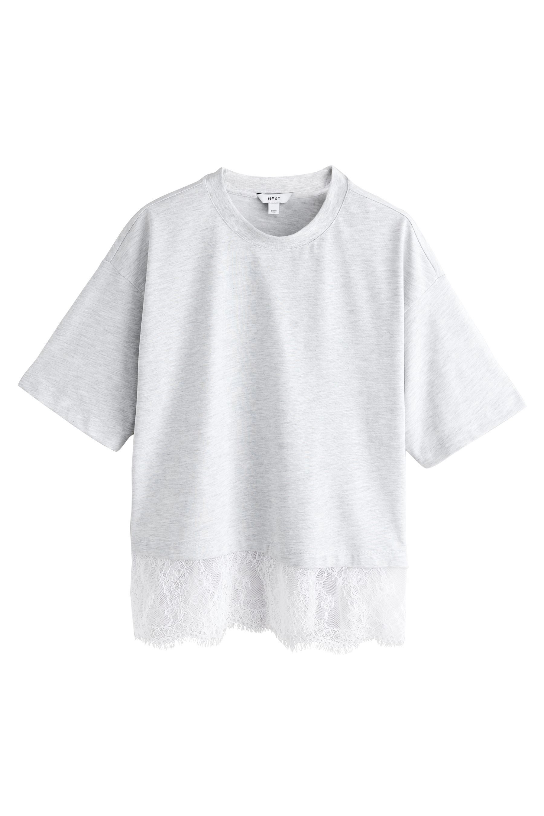 Next T-Shirt Kurzarm-T-Shirt mit Spitzensaum (1-tlg) günstig online kaufen