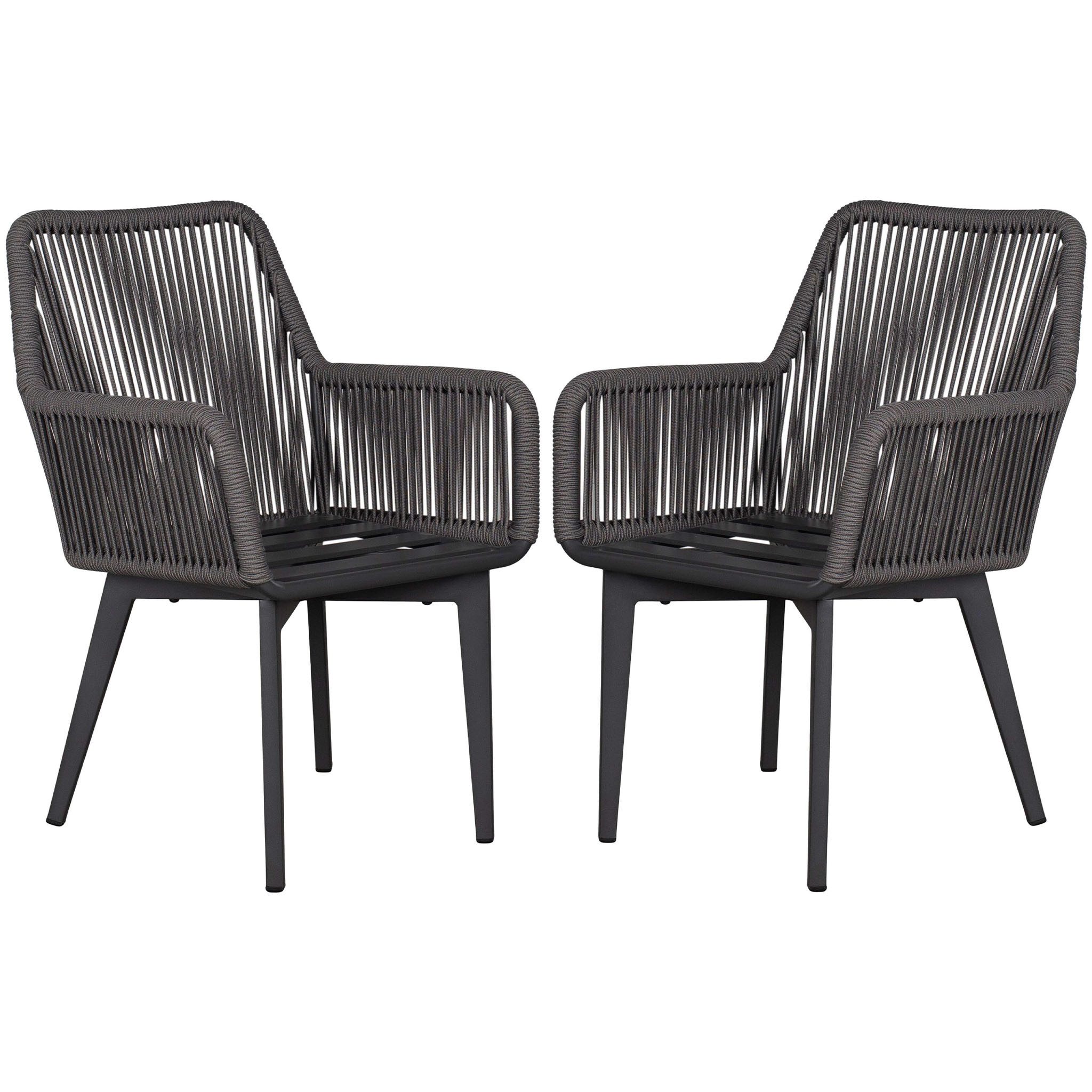 bene living Gartensessel 2er Set Diningsessel Marbella Rope (2-St., 2er Set Diningsessel Mabella Rope), inkl. Sitz- und Rückenkissen - Alurahmen mit Ropegewebe