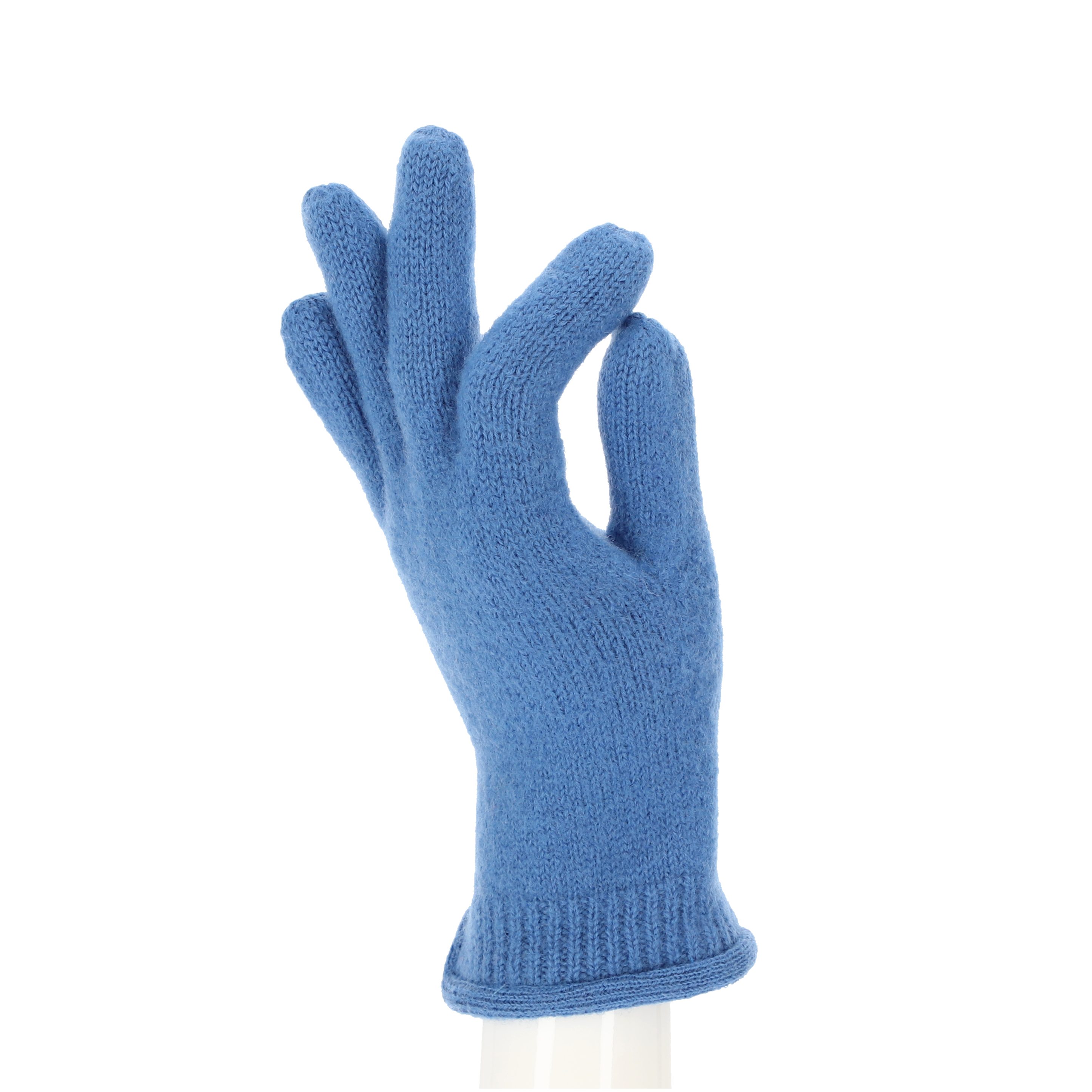 halsüberkopf Accessoires Strickhandschuhe Fingerhandschuh Feinstrick, leicht gewalkt reine Wolle blau