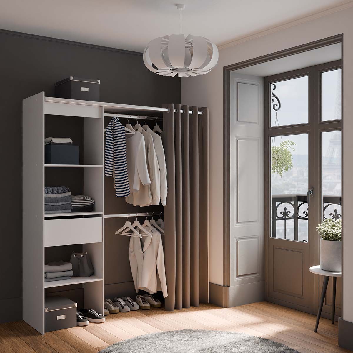 habeig Kleiderschrank begehbar, mit Vorhang, 192cm günstig online kaufen