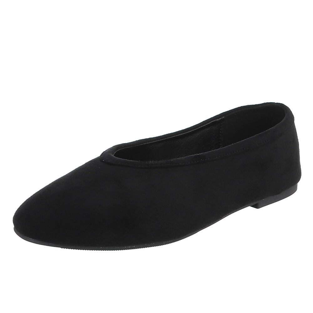 Ital-Design Damen Ballerina flach klassisch für Alltag und Freizeit Slipper (92214162) Blockabsatz Klassische Ballerinas in Schwarz