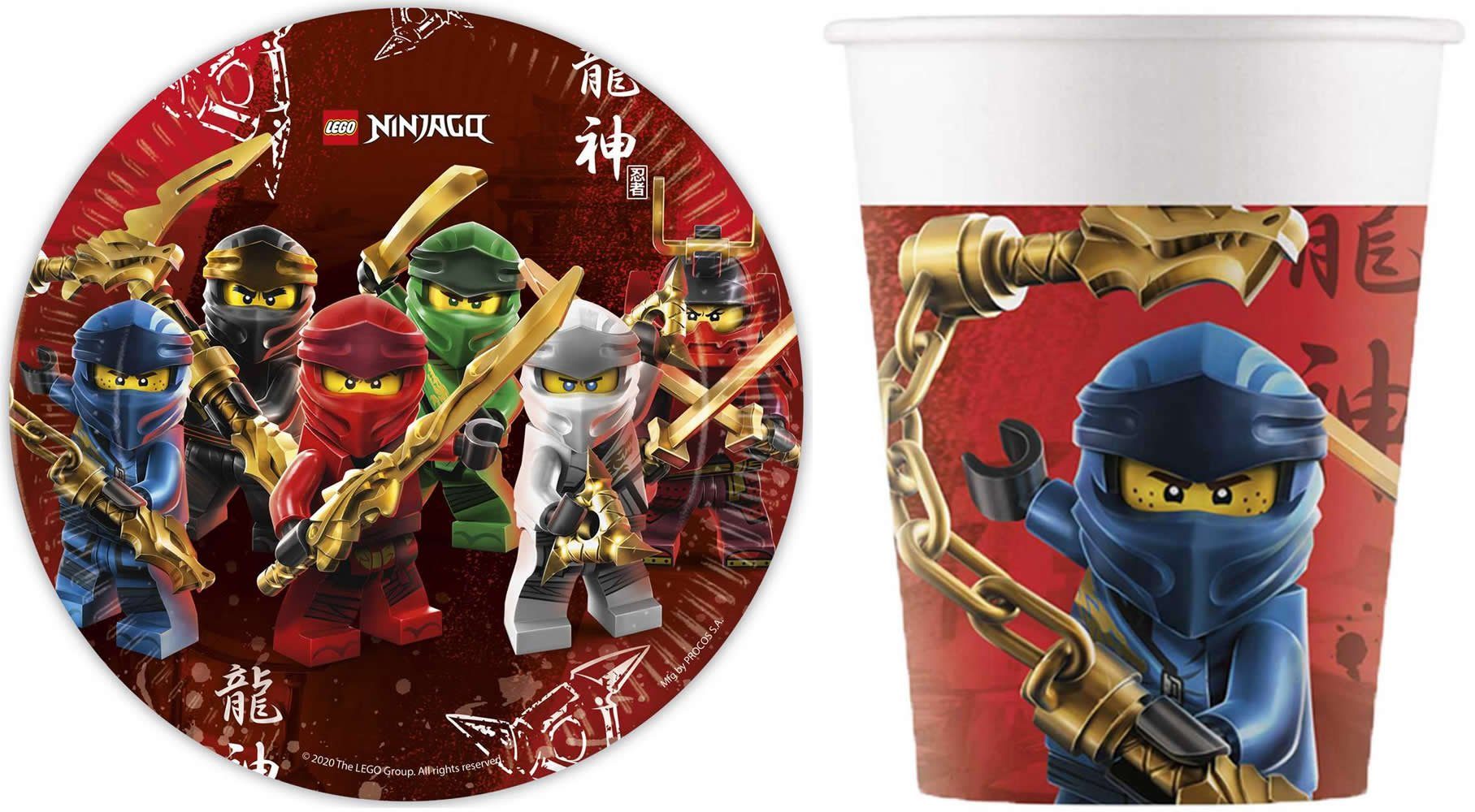 Procos Einweggeschirr-Set 16-tlg Set Kindergeburtstag Party Feier Fete Deko Motto Lego Ninjago (16-tlg), 8 Personen, Pappe
