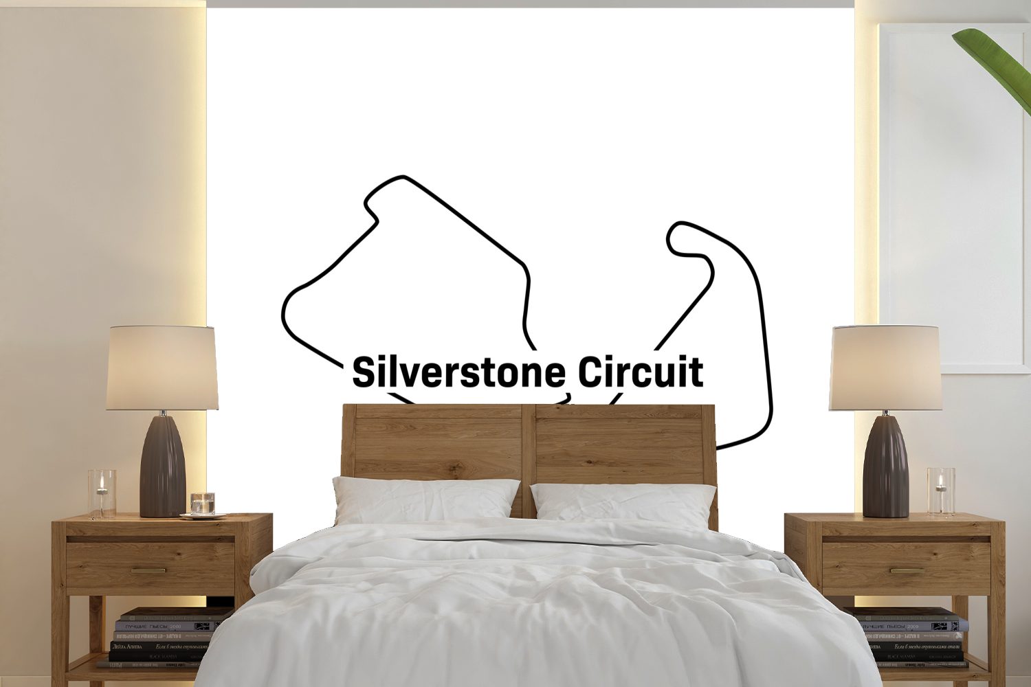 MuchoWow Fototapete Formel 1 - Silverstone - Rennstrecke, Matt, bedruckt, (5 St), Vinyl Tapete für Wohnzimmer oder Schlafzimmer, Wandtapete