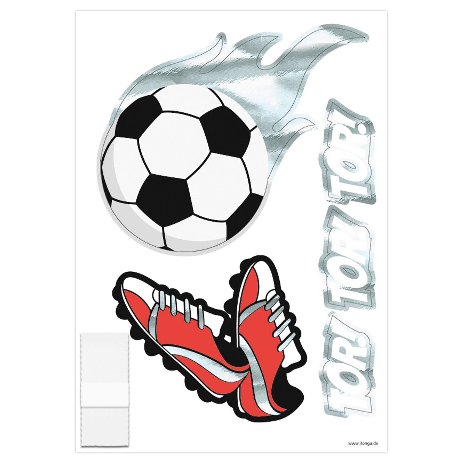 itenga Schultüte itenga DEKO-SET FUSSBALL rot weiss mit Bastel SCHULTÜTE 85 cm sechseck – Bild 4 von 4