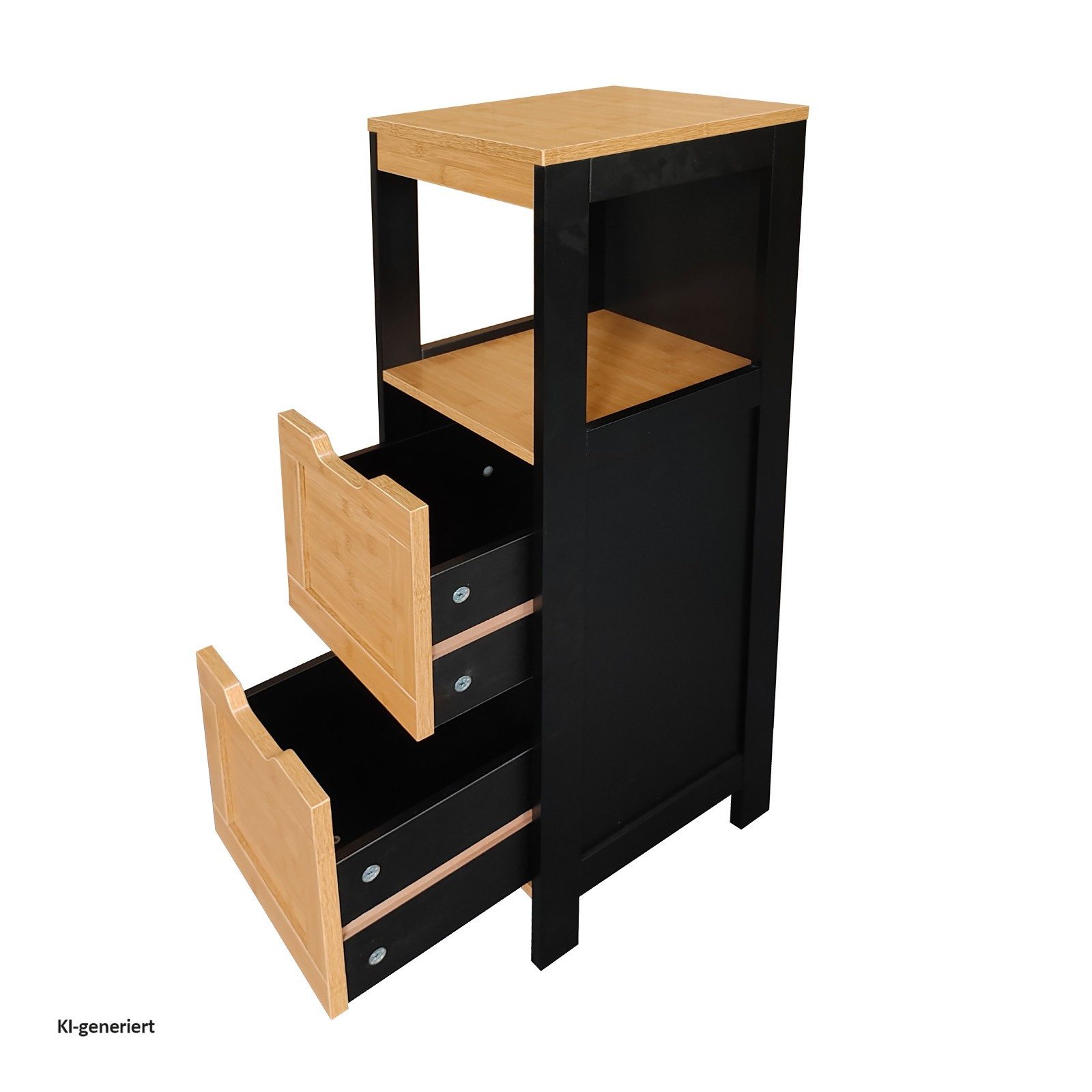 HTI-Living Kommode Beistellschränkchen mit 2 Schubladen (1 Stück, 1 St., 1 Beistellschrank), Badregal Flurkommode – Bild 4 von 4