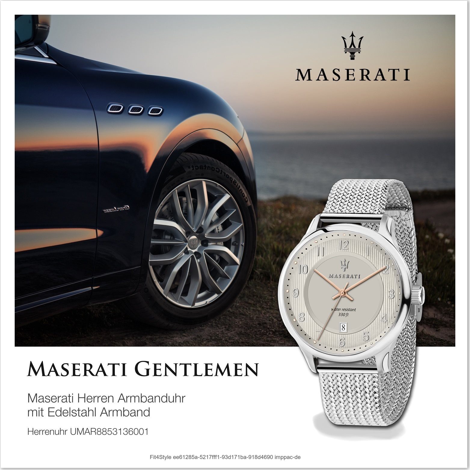 Herren Uhren MASERATI Quarzuhr D2UMAR8853136001 Maserati Edelstahl Armband-Uhr, Herrenuhr mit Edelstahlarmband, rundes Gehäuse, 