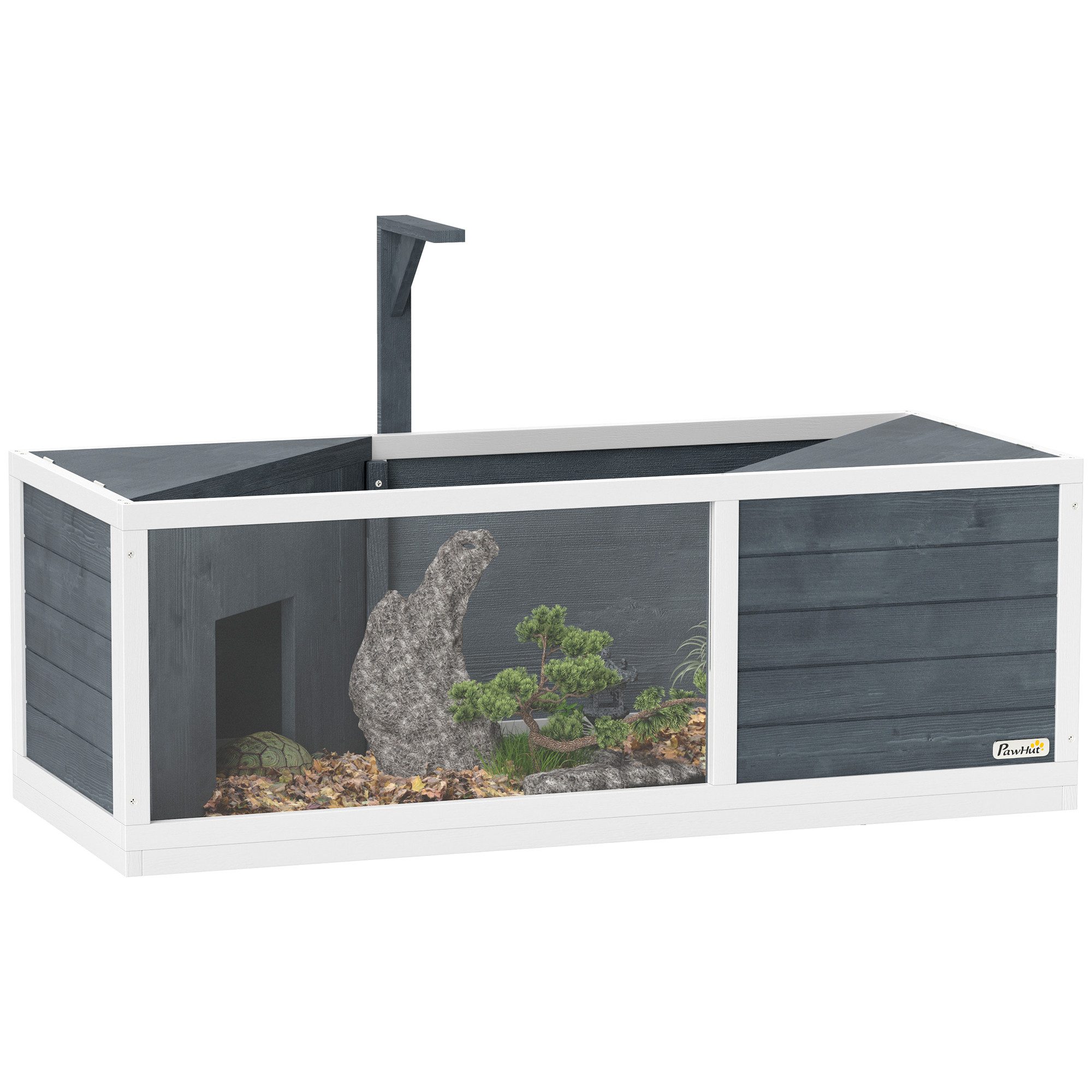 Terrarium Schildkrötenhaus aus Holz, Schildkrötengehege mit zwei Haupthäusern