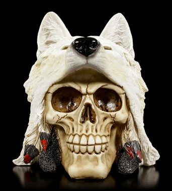 Figuren Shop GmbH Fantasy-Figur Totenkopf mit Wolfsmütze - Night Wolf - Fantasy Gothicdeko