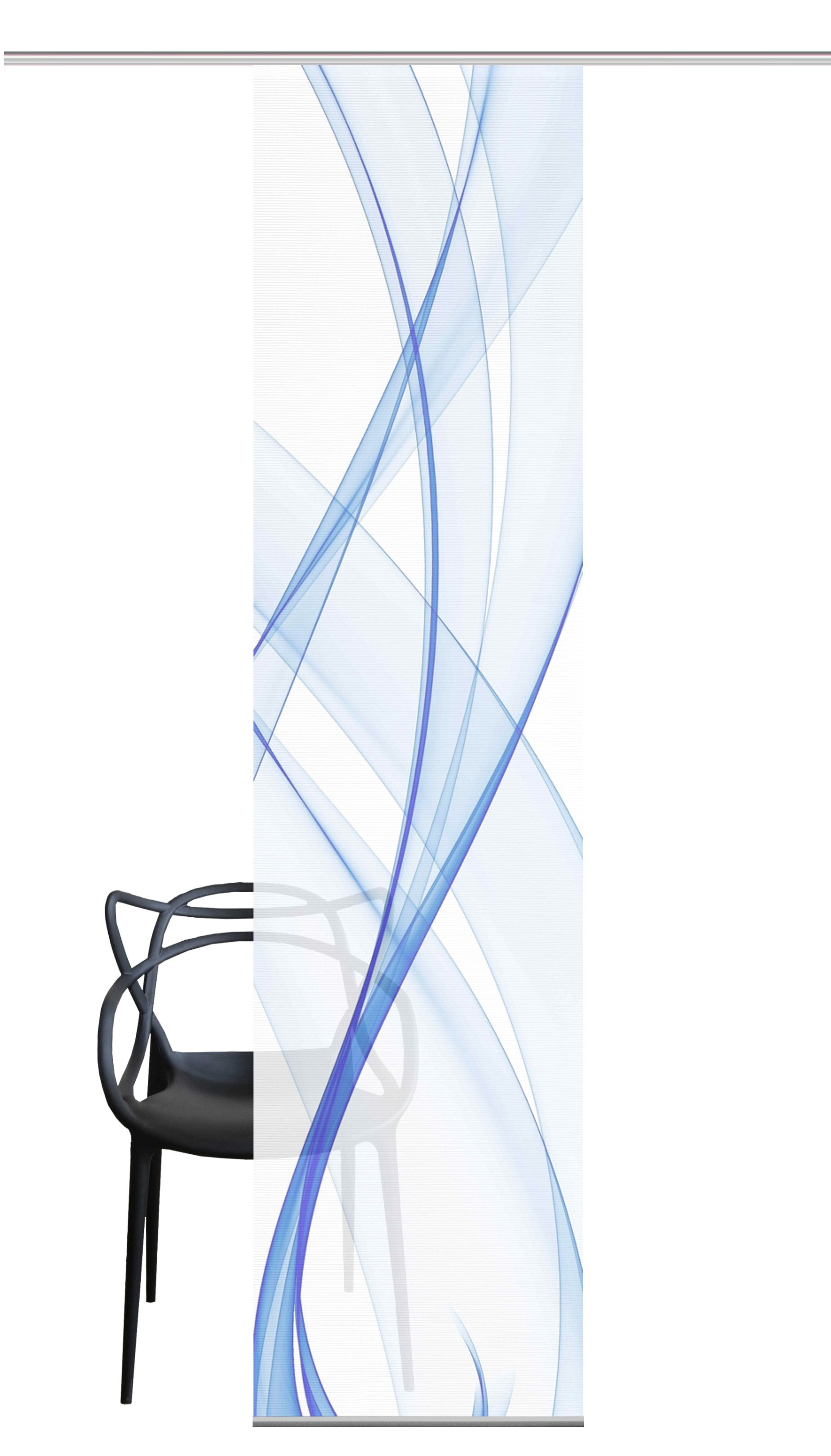 Vision S Schiebegardine Vision S Schiebevorhang Bambusoptik Digitaldruck Pacolia 260x60 cm Bl (1 St), Kunstfaser, 1x Schiebewand inkl. Paneelwagen und Klemmleiste Blau