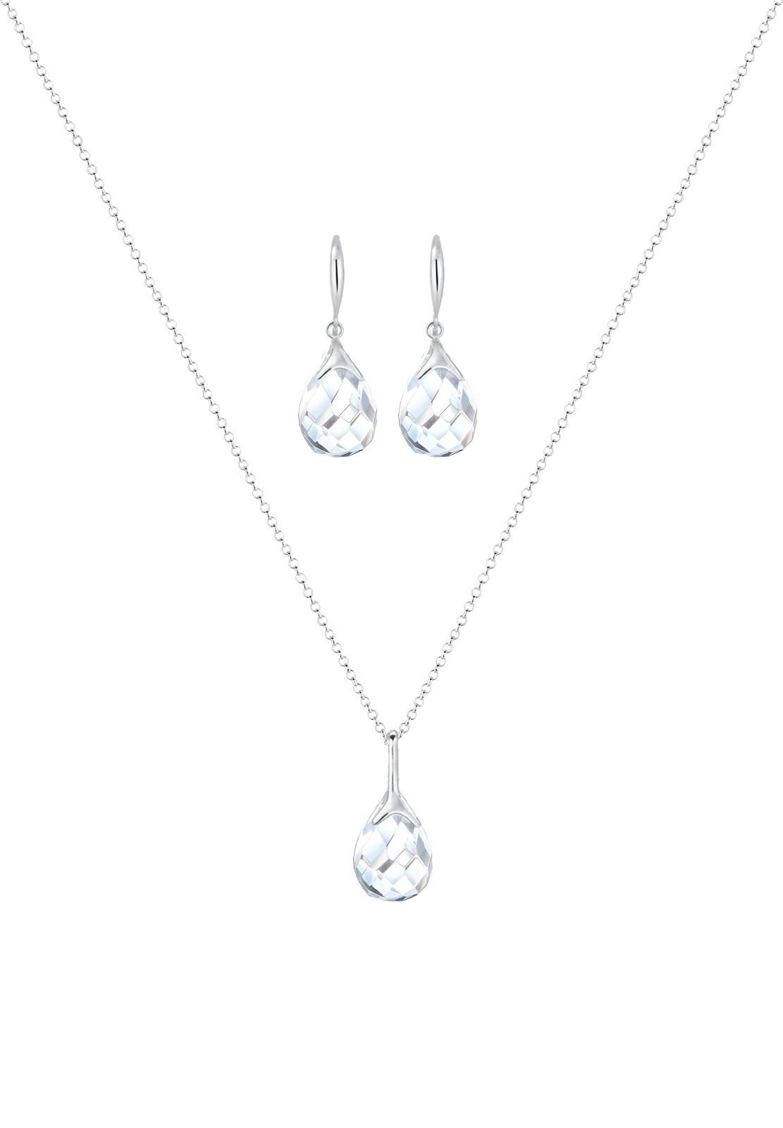 Elli Schmuckset Tropfen Bergkristall Weiß 925 Sterling Silber