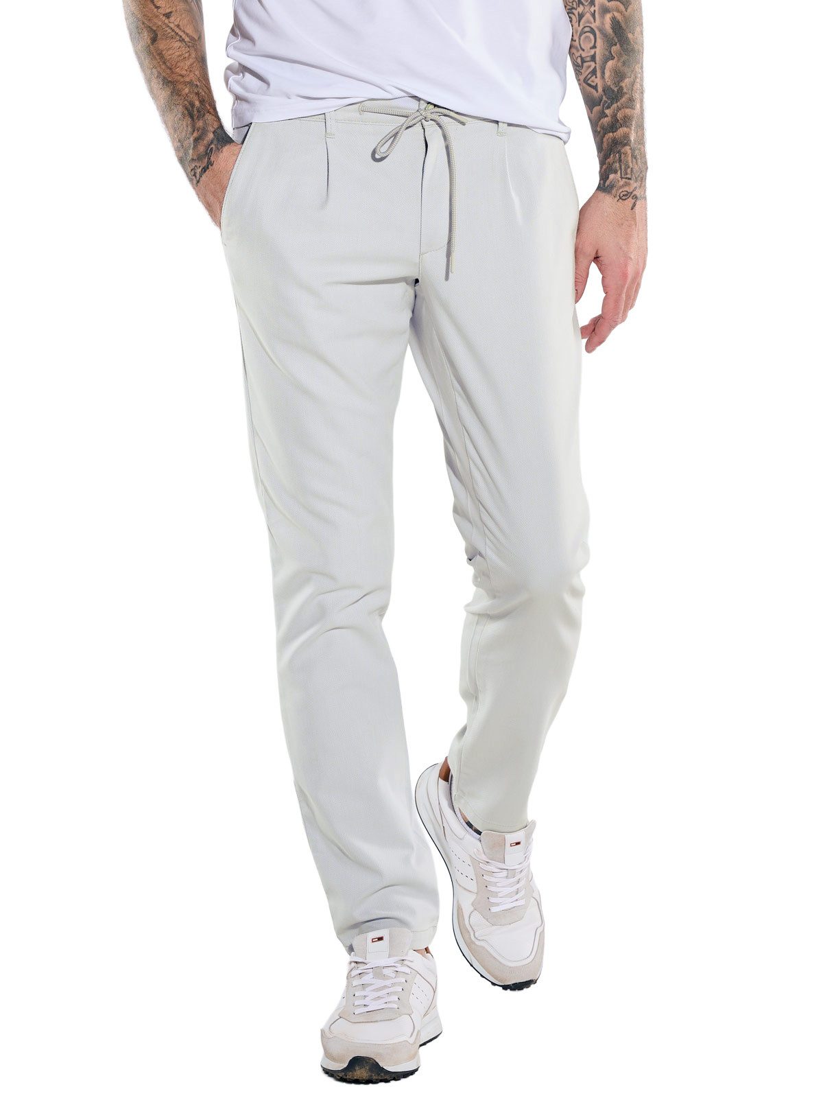 emilio adani Chinohose Herren Chino-Hose mit Tunnelzug, Hellgrau