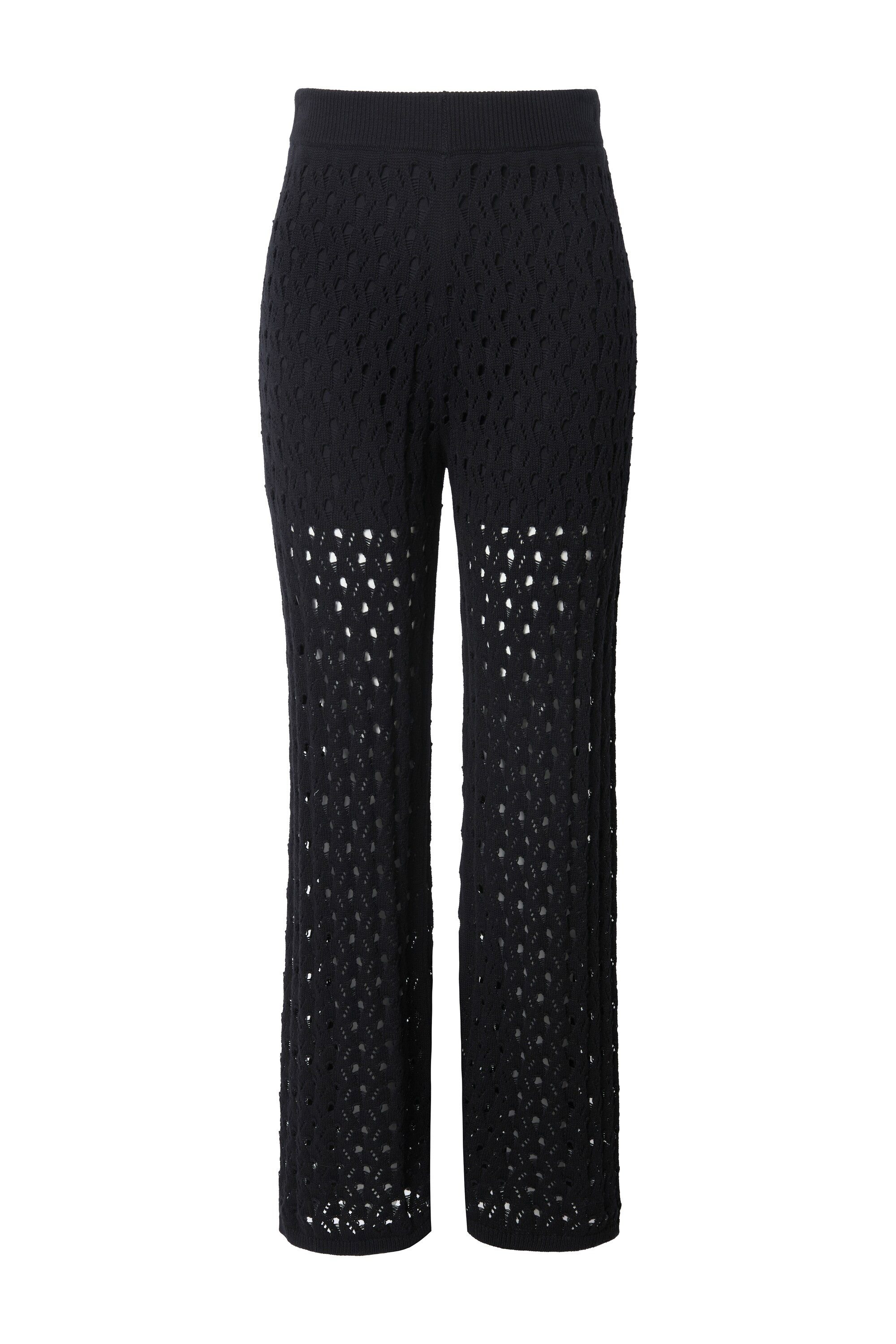 Studio Untold Schlupfhose Hose Straight Legs Strick mit Lochmuster
