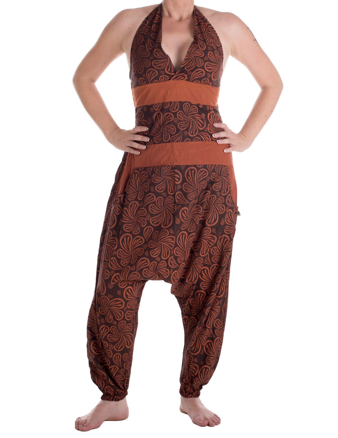 Latzhose Latzhose Overall Neckholder mit Blümchen