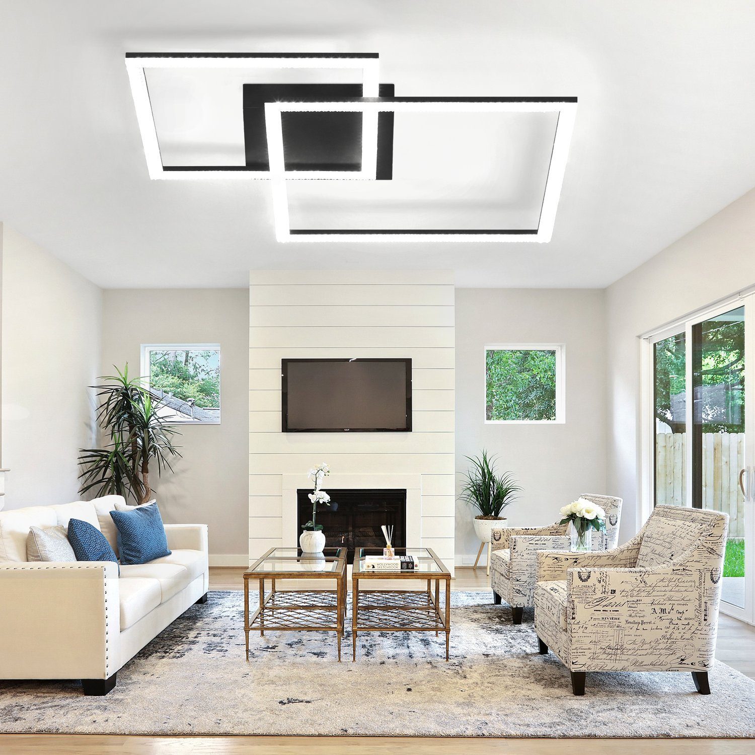 LED für LED fest Esszimmer, Küche integriert Schwarz mit Nettlife Deckenleuchte 54W Dimmbare Moderne Fernbedienung