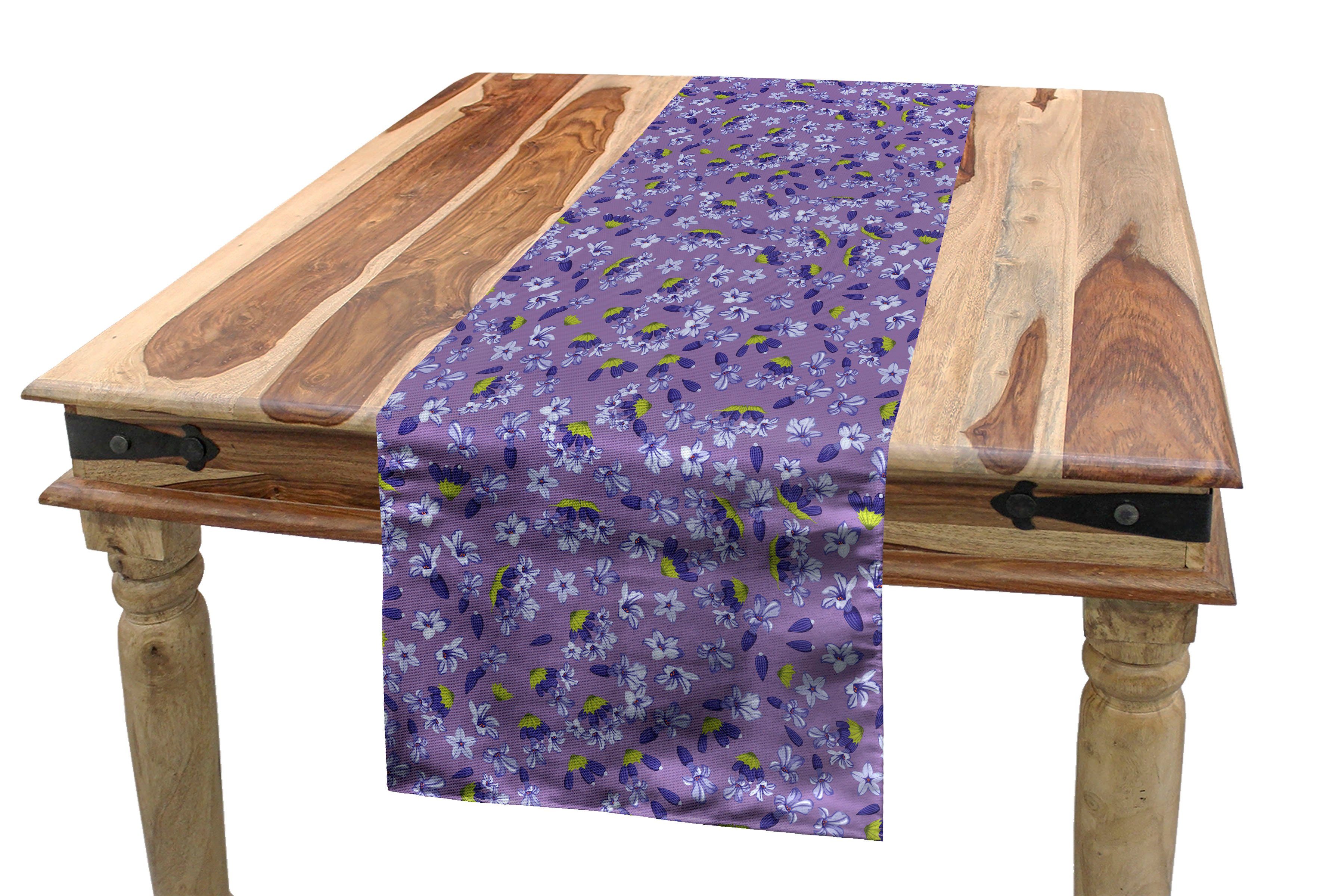 Blütenblätter Botanik Tischläufer, Abakuhaus Rechteckiger Lavendel Küche Kunst Tischläufer Dekorativer Esszimmer