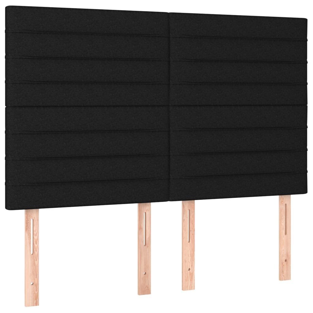vidaXL Bett Kopfteil Schwarz 144x5x118/128 cm Stoff (1-tlg)