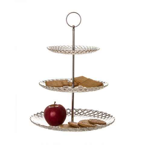 BigDean Etagere 35 cm 3 Teller Glas Diamantenraute-Desig, Glas