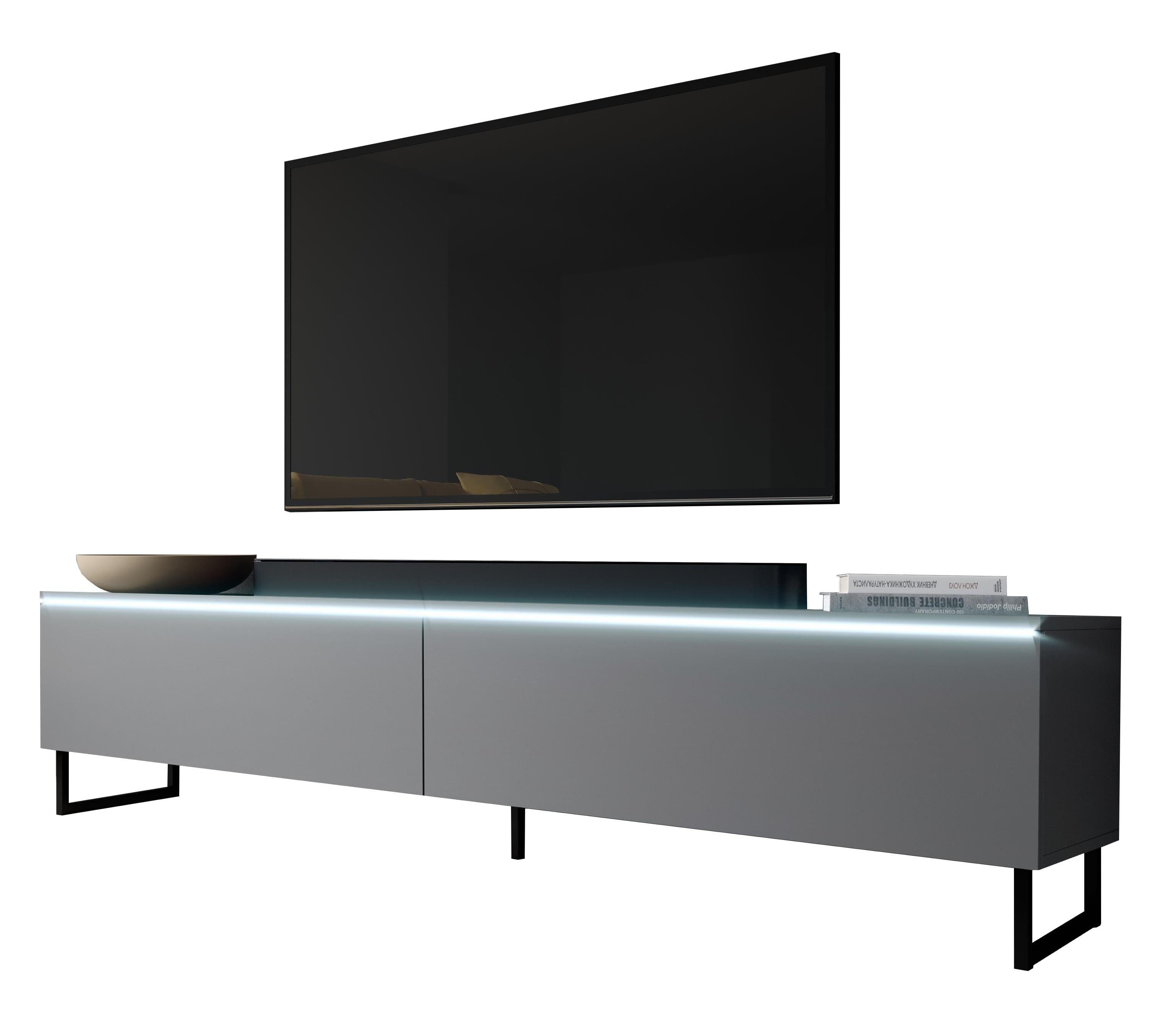OHNE Metallfüßen x cm H34 mit B180 T32 LED, Furnix TV-Board BARGO Anthrazit TV-Schrank x