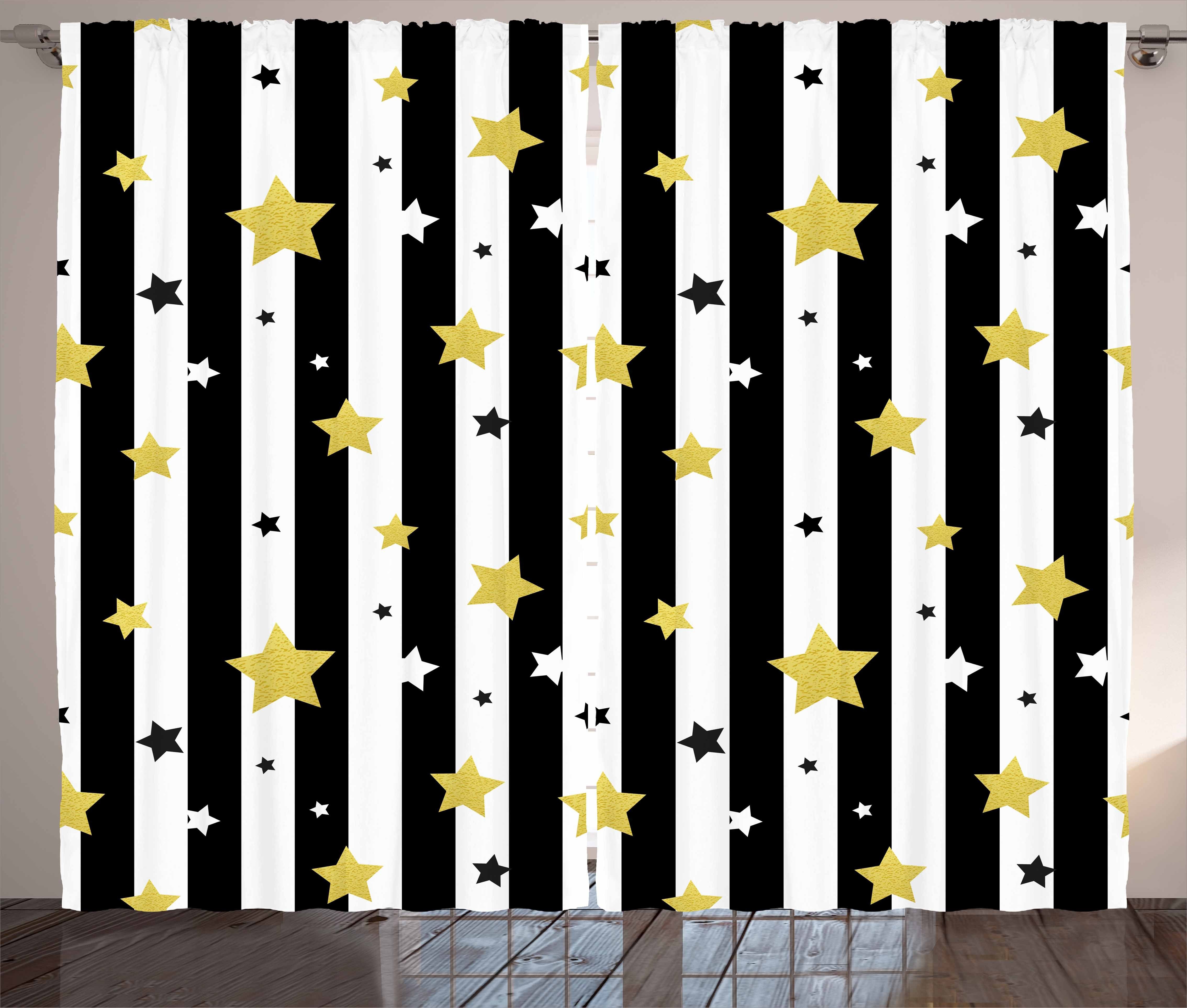 Gardine Schlafzimmer Kräuselband Vorhang mit Schlaufen und Haken, Abakuhaus, Gestreift Vertikale Linien Sterne