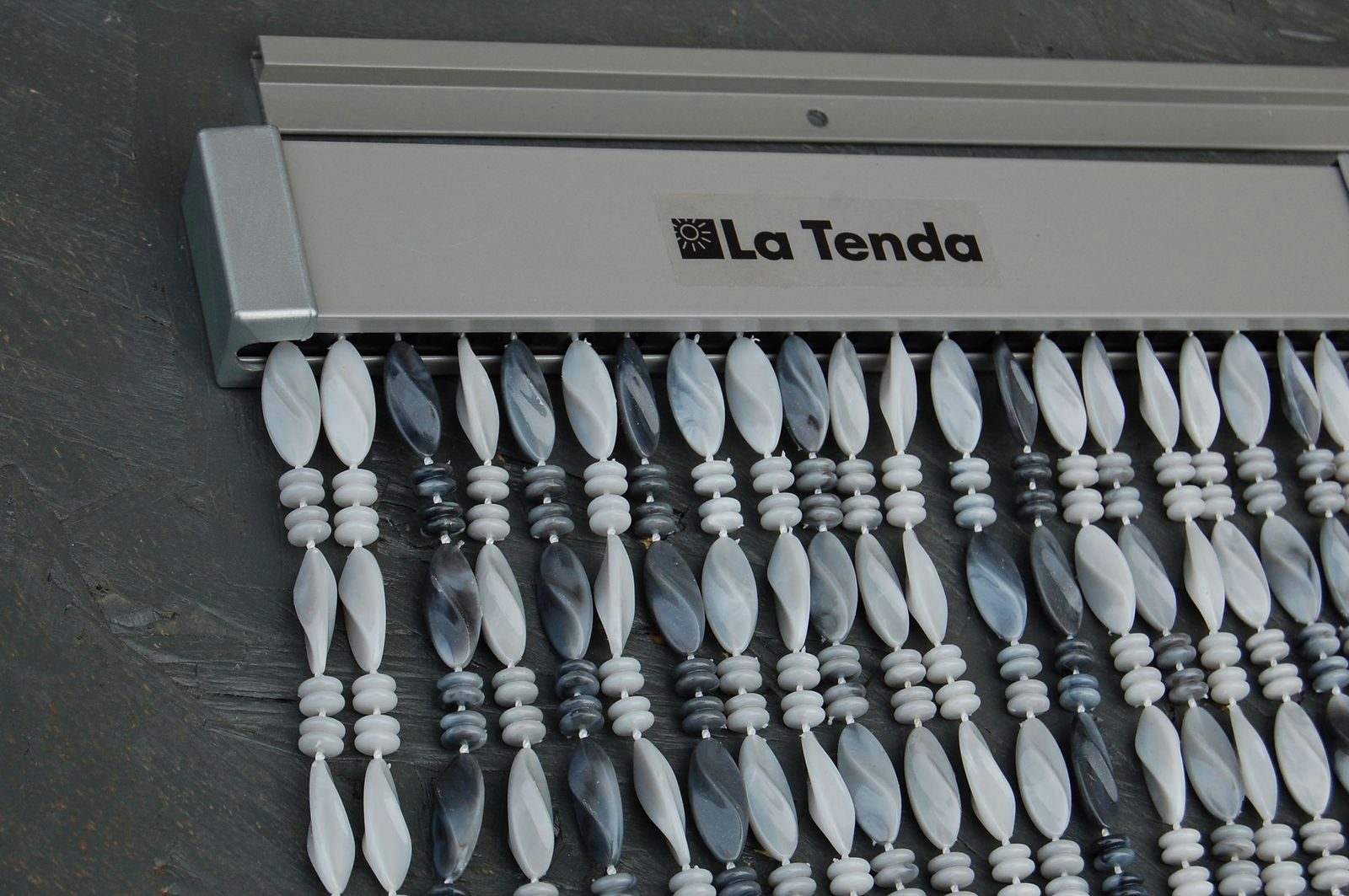 Türvorhang La Tenda individuell cm, und x - Breite GENOA Hakenaufhängung, 2 kürzbar halbtransparent, Länge grau, La Perlenvorhang XL Perlen Tenda, 120 230