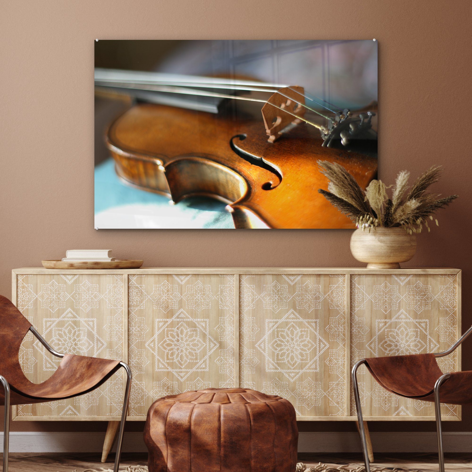 einer Nahaufnahme Geige, St), Acrylglasbild Acrylglasbilder (1 Schlafzimmer & Wohnzimmer MuchoWow