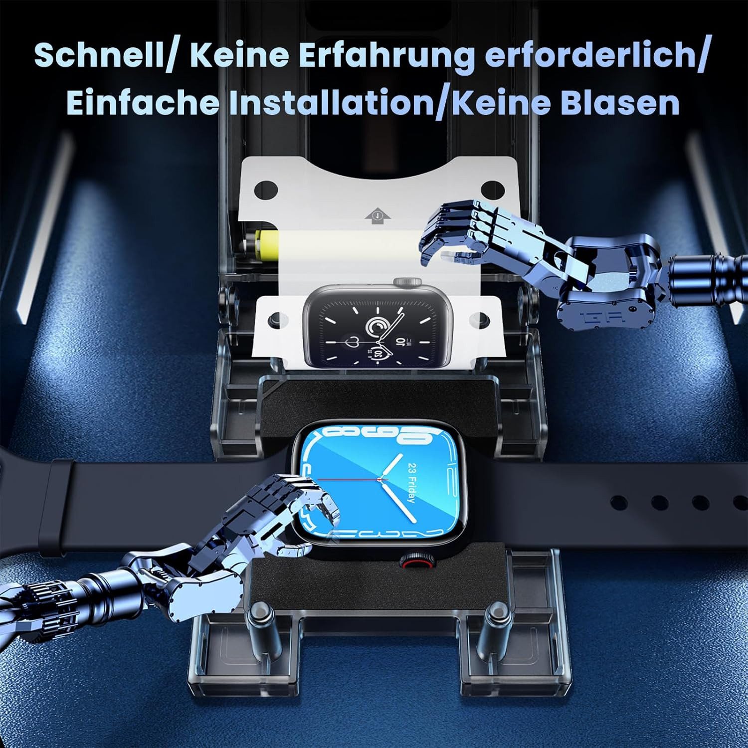 Baker Displayschutzfolie 2x Schutzglas für Apple Watch 4, 5, 7, 8, 9, 10 + Anbringhilfe für 40mm, 41mm, 42mm, 44mm, 45mm, 49mm, 46mm, SE, Ultra, Ultra2, (2 Pack), Einfache Installation, Anti-Staub, Schutzfolie, Panzerglas