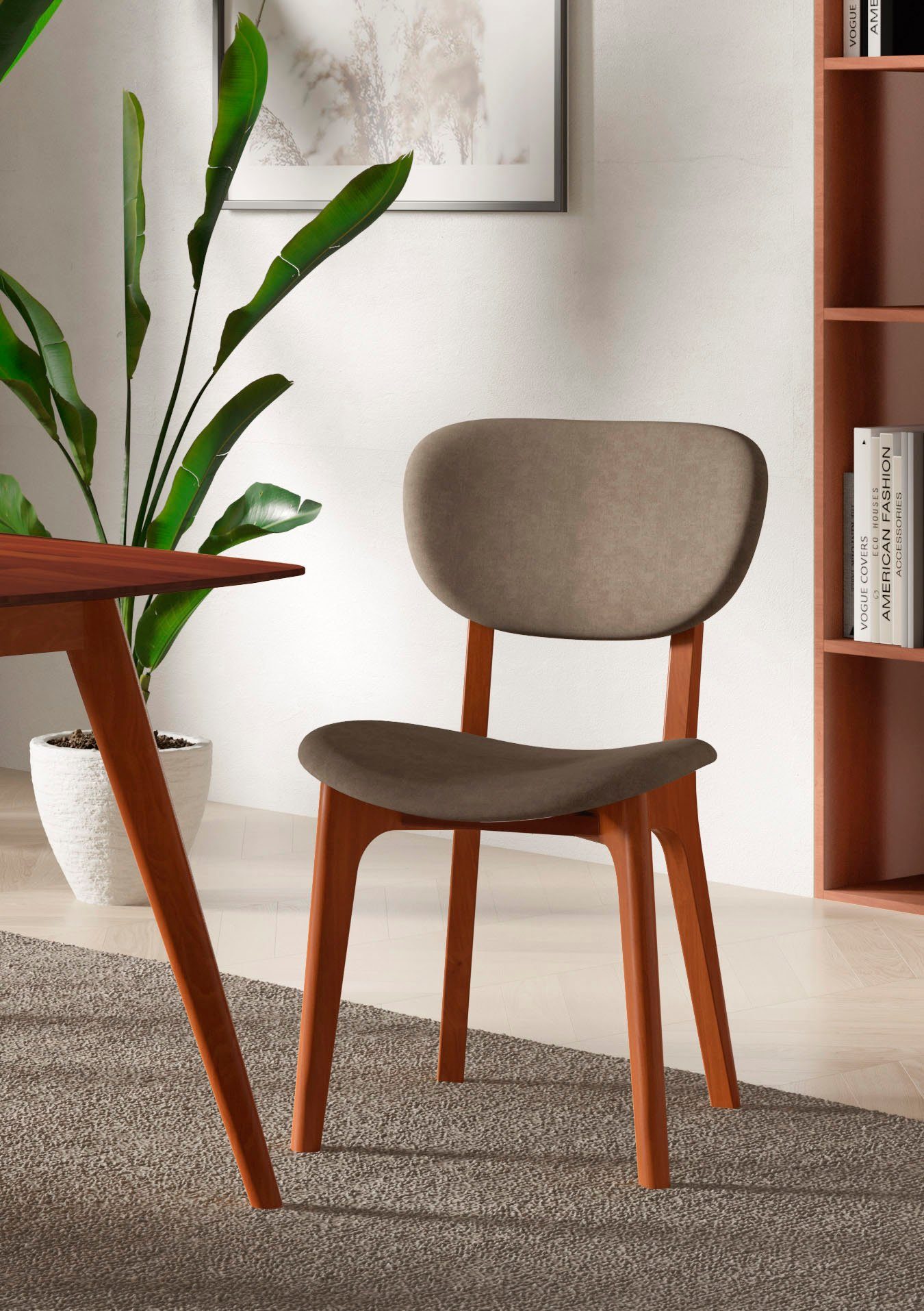 INOSIGN Stuhl COZY Made in Italy (Set, 2 St), Gestell in Buche, Kirsch- oder Nussbaum, Massivholz, Design Stuhl