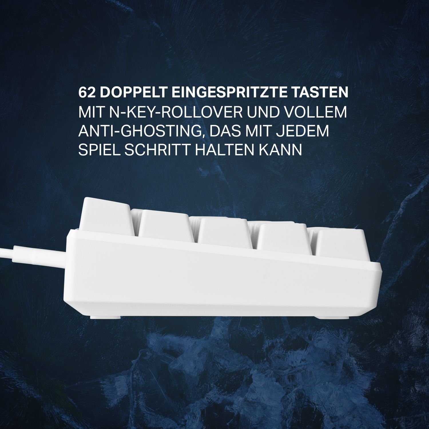 DELTACO Mechanische Mini Beleuchtung Tasten Tastatur Anti-Ghosting Farbe weiß) 100% RGB N-Key-Rollover, (RGB-LED-Beleuchtung, 62 Gaming-Tastatur LED Gaming