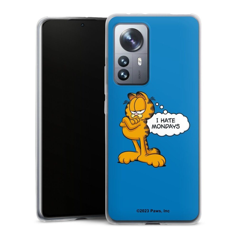 DeinDesign Handyhülle Garfield Katze Spruch Garfield I Hate Mondays Blue, Xiaomi 12 Pro 5G Slim Case Silikon Hülle Ultra Dünn Schutzhülle