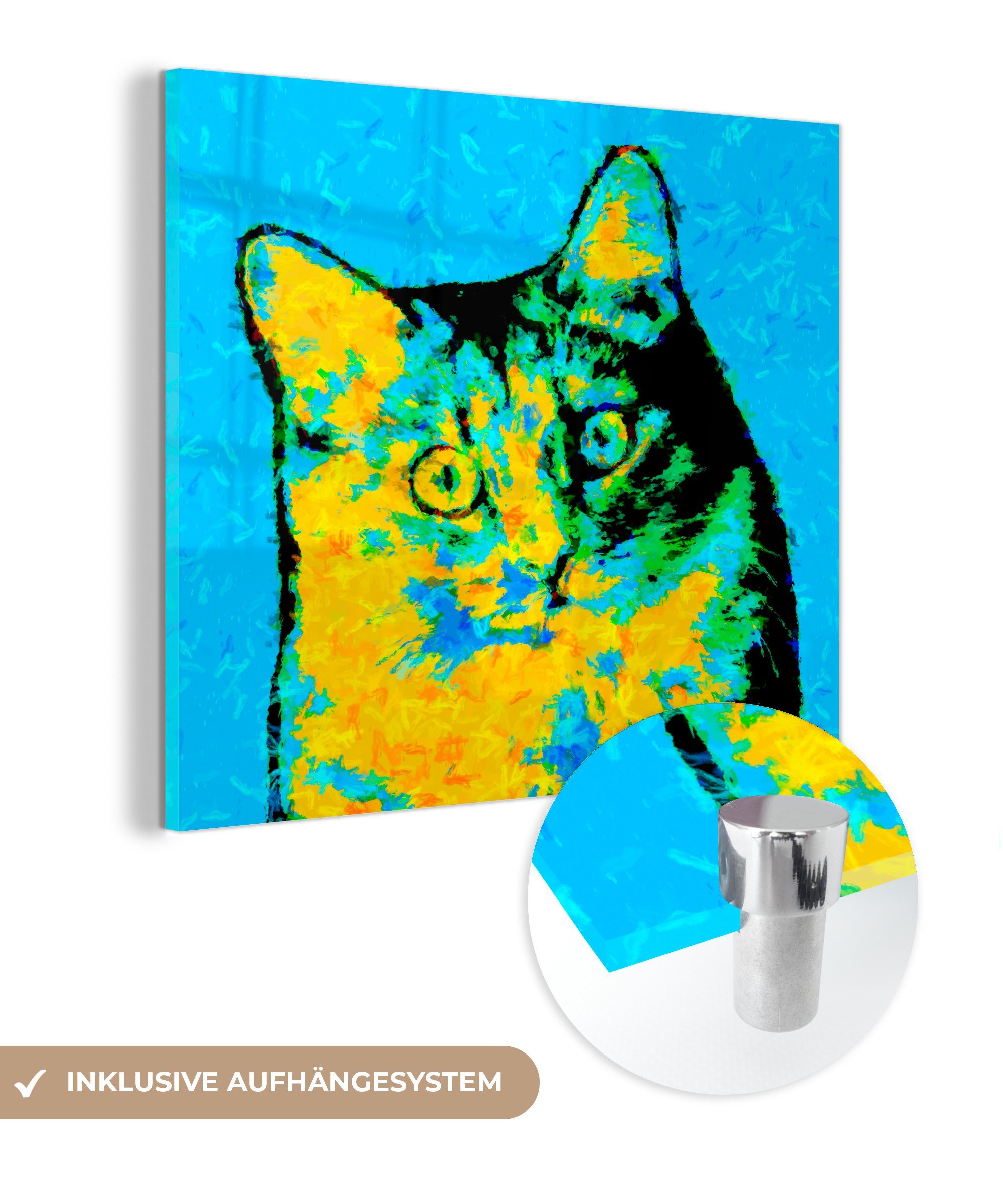 MuchoWow Acrylglasbild Katzenporträt, (1 St), Glasbilder - Bilder auf Glas Wandbild - Foto auf Glas - Wanddekoration