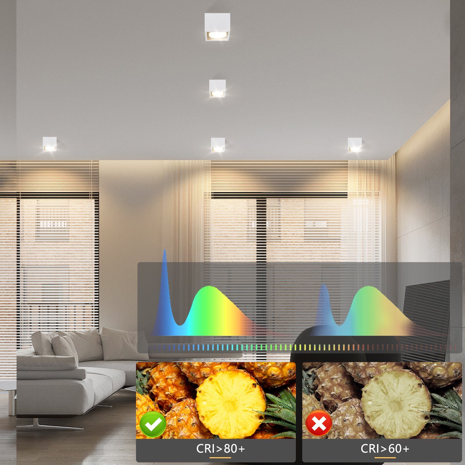 LED Küche Nettlife Aufputz für Korridor Flammig 1/2/3/4 Weiß Flur, Deckenstrahler LED Esszimmer Deckenleuchte, Schwenkbar wechselbar, Deckenspots 5W Warmweiß, Wohnzimmer 120°, Aufbau