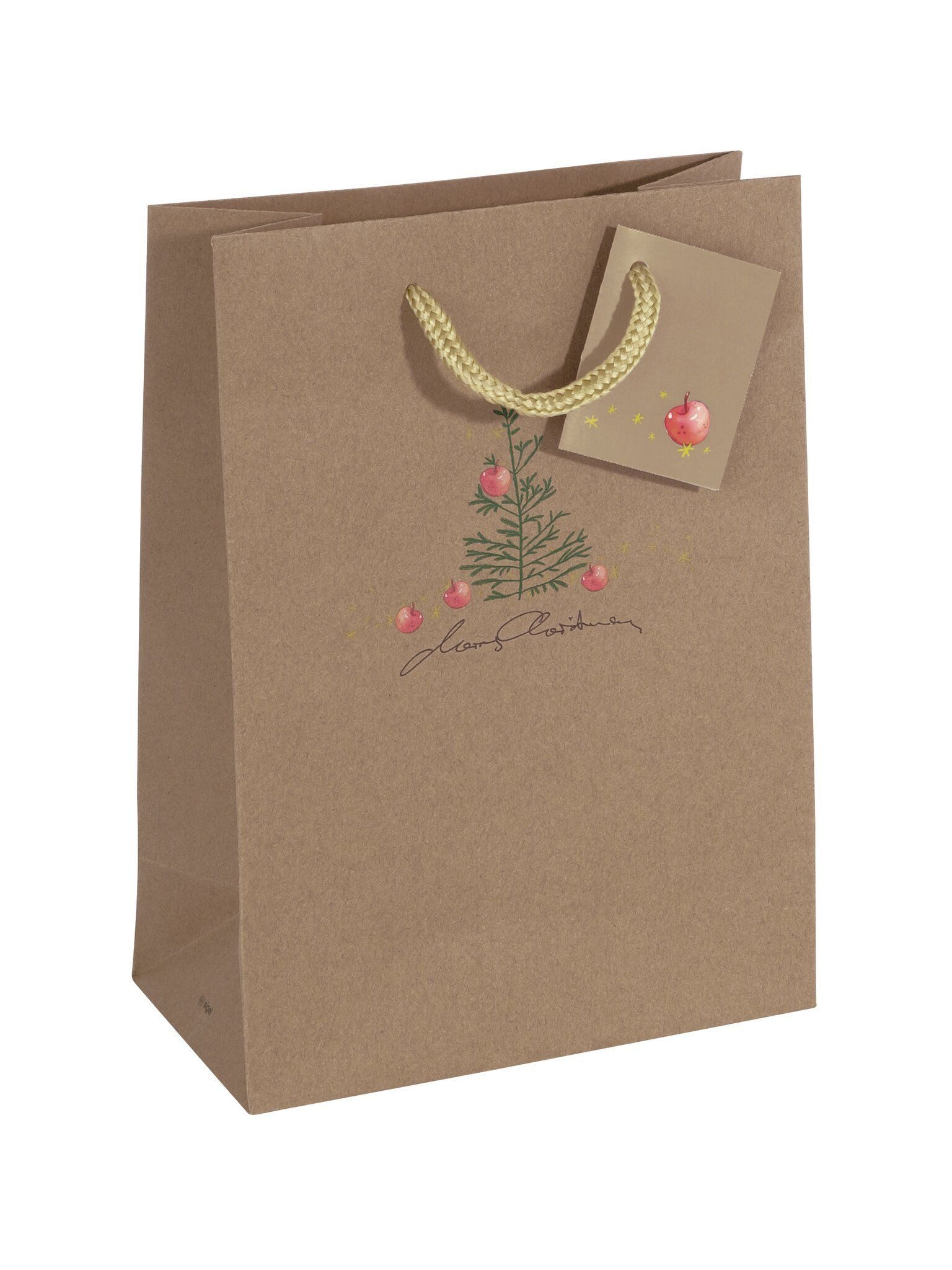 Sigel Tragetasche SIGEL GT041 Geschenktasche SIGEL klein - braun - Weihnachtsbaum - mit