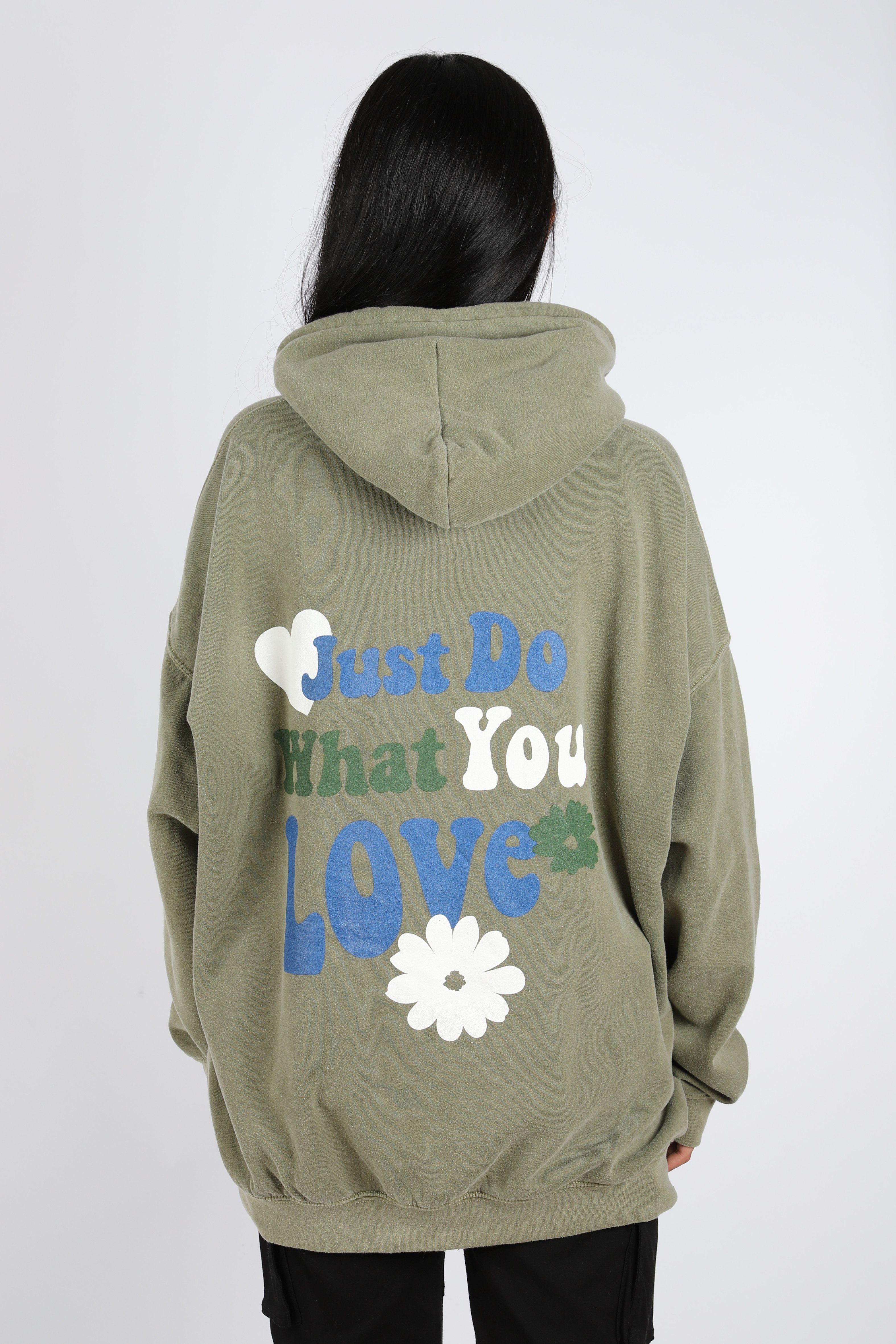 Worldclassca Hoodie Worldclassca Oversized Just LOVE Hoodie Print Kapuzenpullover Washed