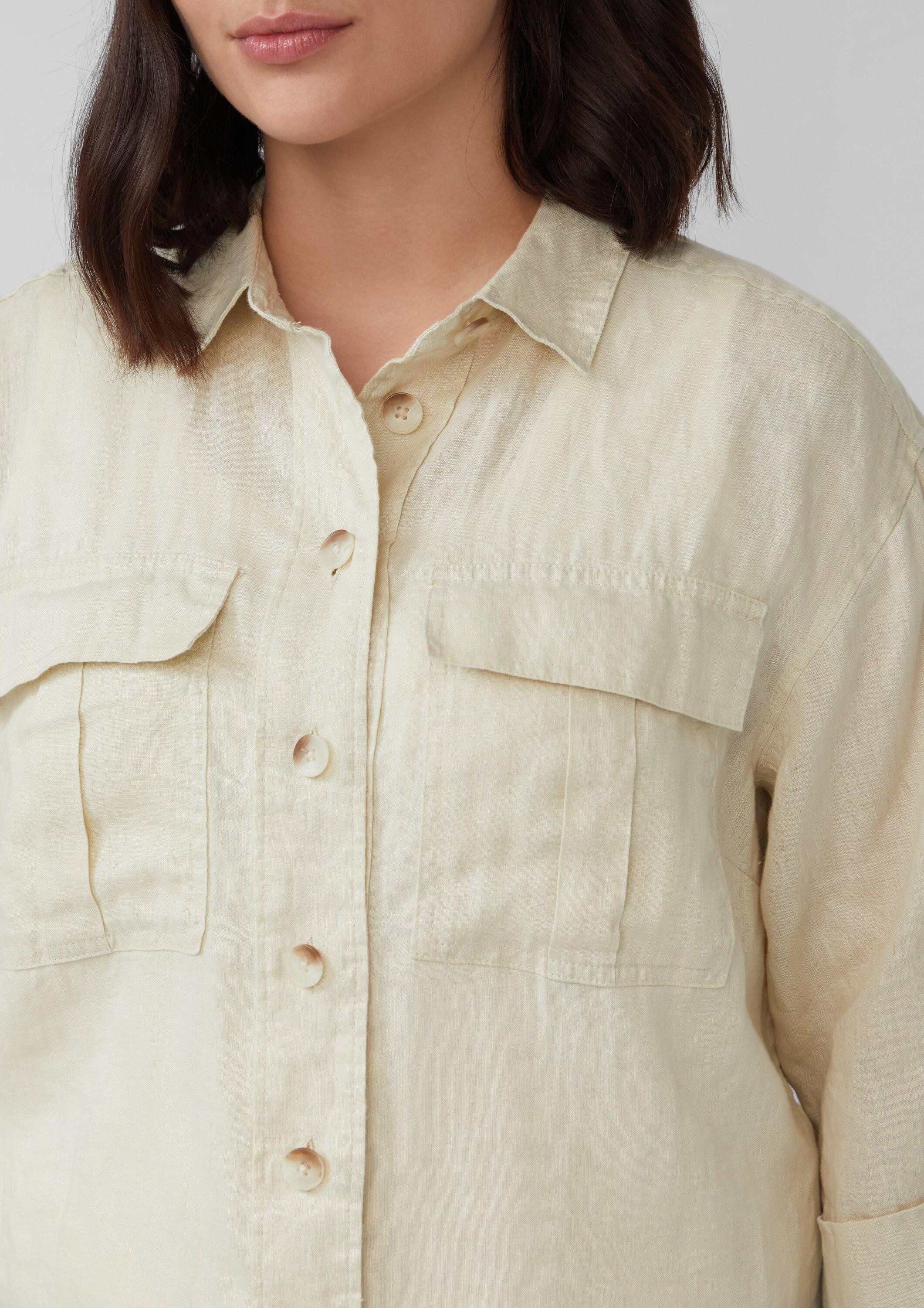 s.Oliver Kurzarmbluse Bluse Leinen-Overshirt im Relaxed Fit mit weiten 3/4-Ärmeln