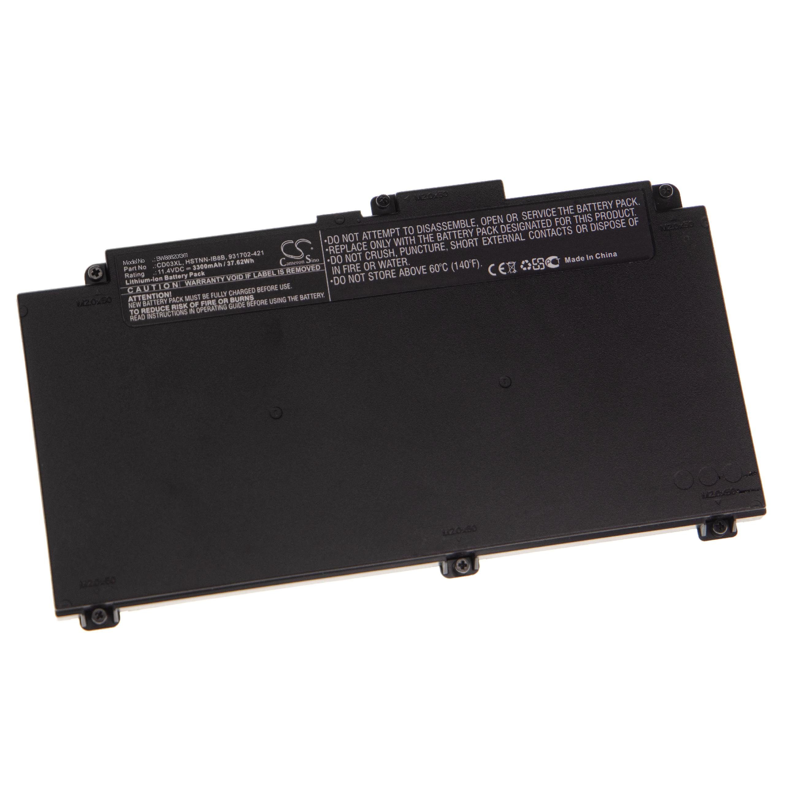 vhbw Ersatz für HP HSTNN-UB7K, HSTNN-LB8F für Laptop-Akku Li-Ion 3300 mAh (11,4 V)