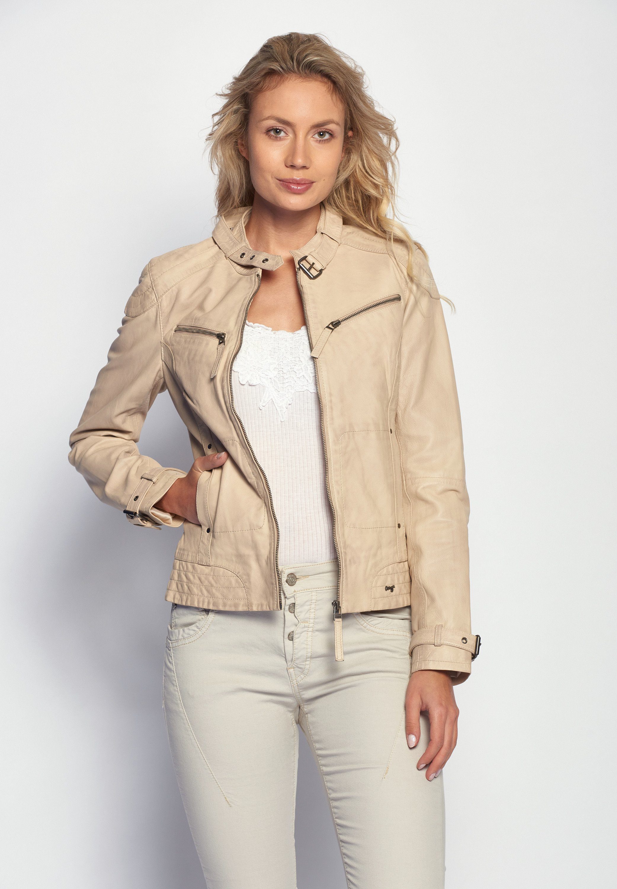 beige 31Ryana Maze Lederjacke