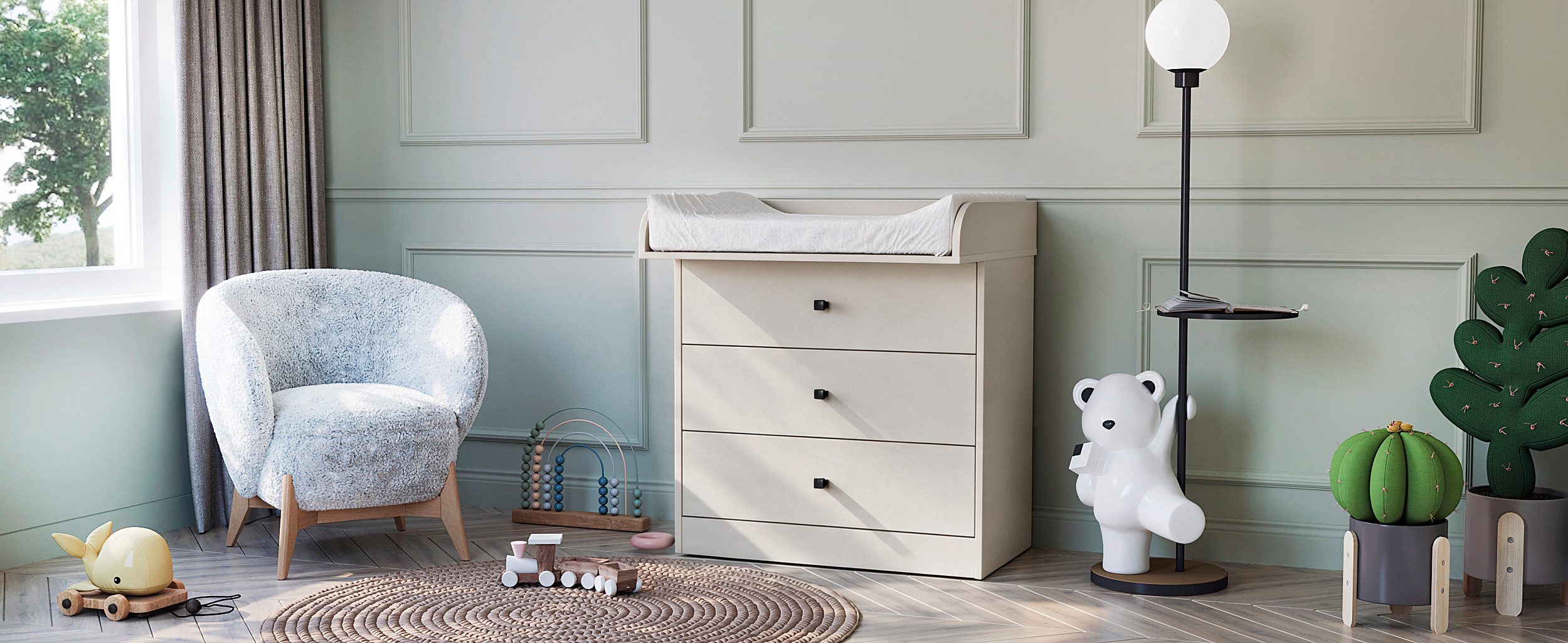 KOMTO Wickelkommode mit Schubladen - Baby Kommode mit Wickelaufsatz, Wickeltisch M3, Wickeltisch, Wickelschrank mit Abnehmbarer Wickelsatz Weiß, Lulliblox – Bild 4 von 5