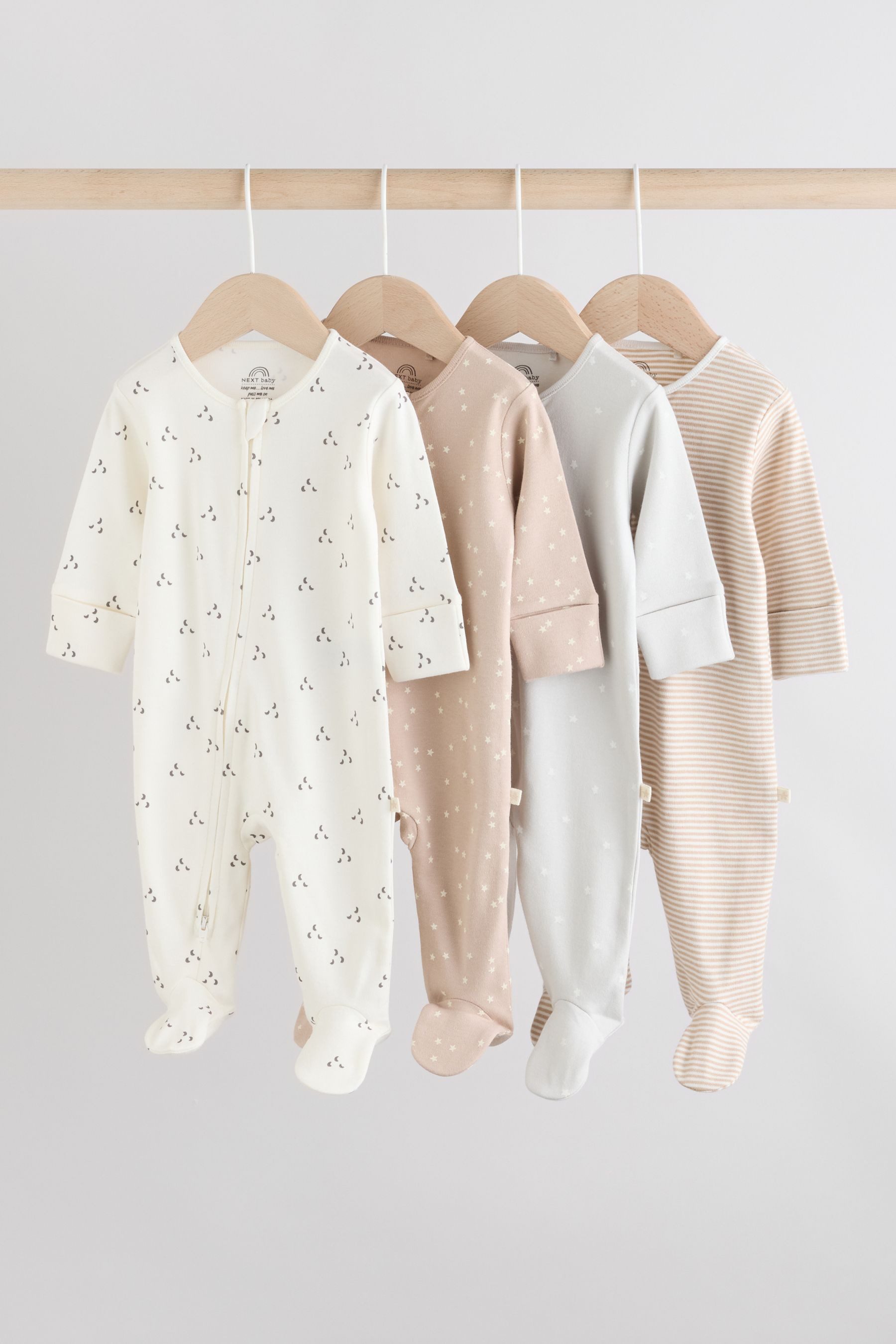 Next Schlafoverall 4er-Pack Babystrampler Zwei-Wege-Reißverschluss (4-tlg)