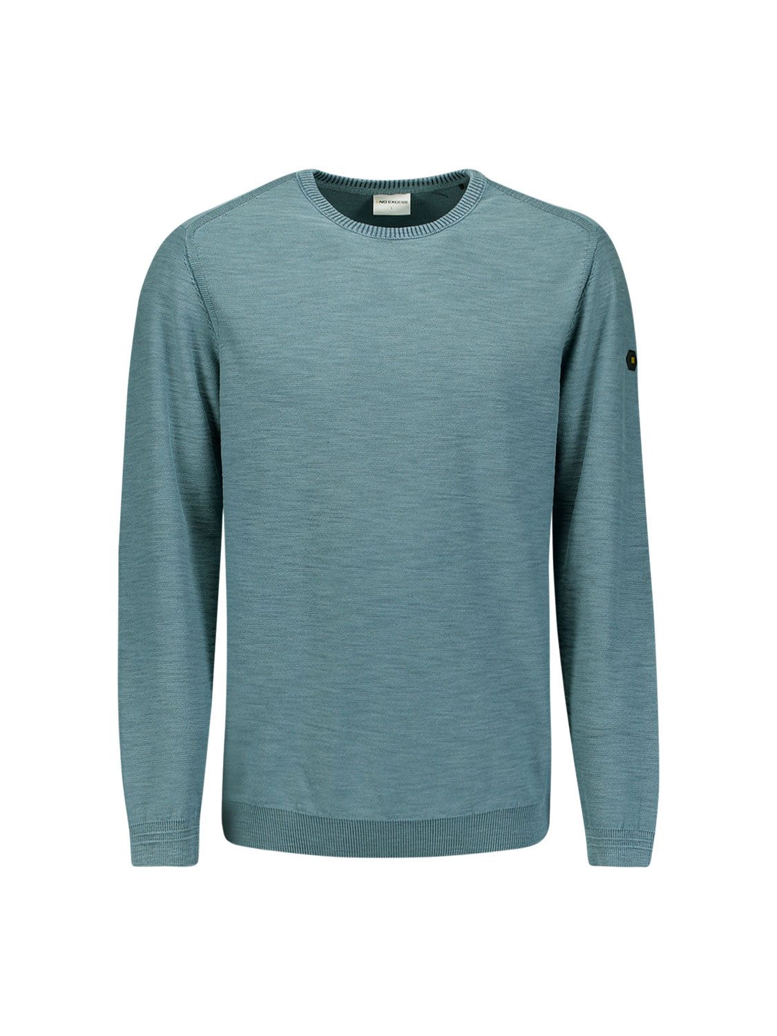 NO EXCESS Strickpullover Pullover Crewneck Slub - Baumwollpullover blau