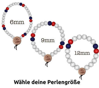 WOOD FELLAS Armband WOOD FELLAS Perlen-Armband moderner Holz-Schmuck Deluxe Pearl Bracelet Hals-Schmuck Weiß/Rot/Navy