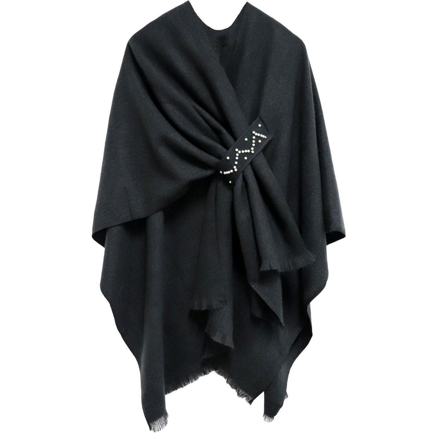 LuxusKollektion Strickschal Poncho Damen Strick Cape Schwarz Einheitsgröße, (1-St)