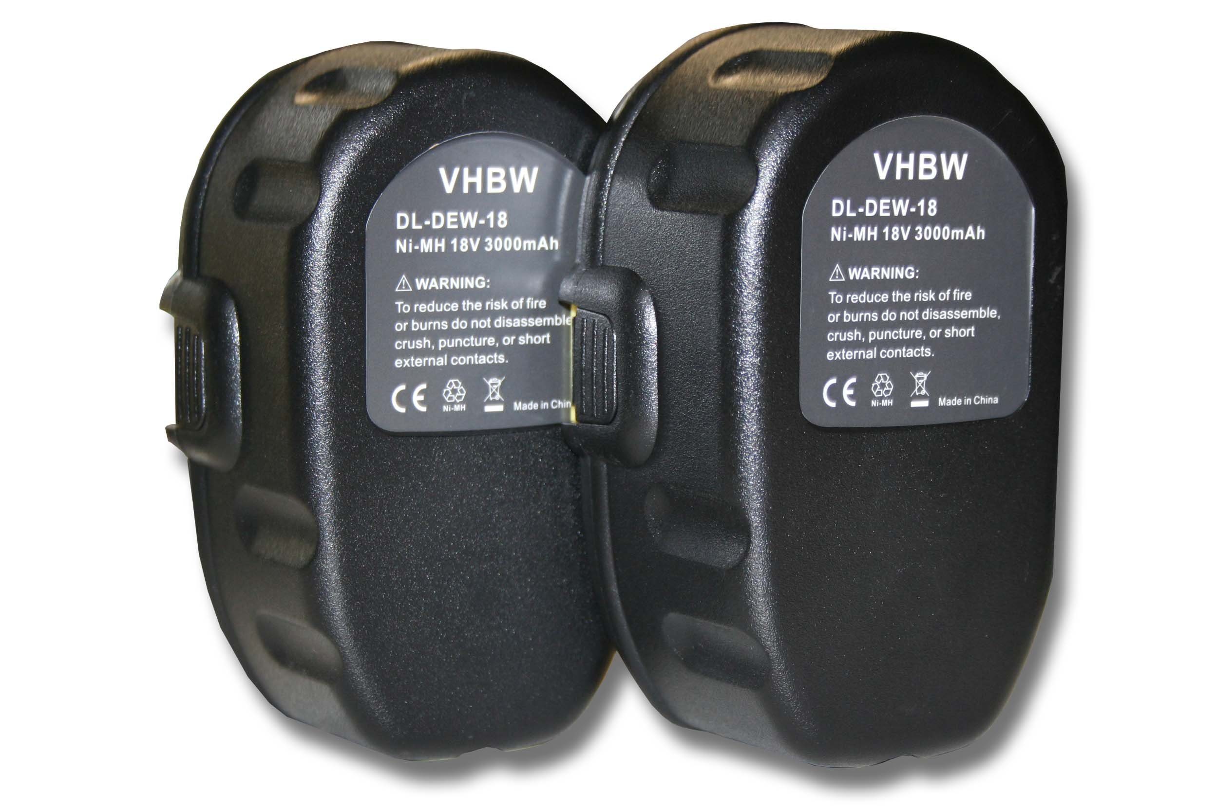vhbw Akku passend für Kompatibel mit DeWalt DW938K, DW959K-2, DW960, DW960B, DW960K, DW960K-2, DW987 Elektrowerkzeug (3000mAh, 18V, NiMH) 3000 mAh