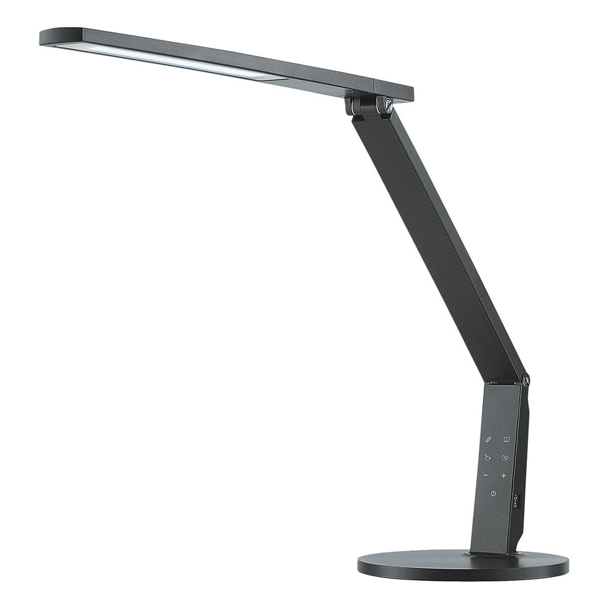 HANSA LED Tischleuchte Vario Plus, LED fest integriert, von 2700-6400 Kelvin, 4 Stufen, mit USB-Anschluss (5V / 1,2A) zum Aufladen mobiler Geräte