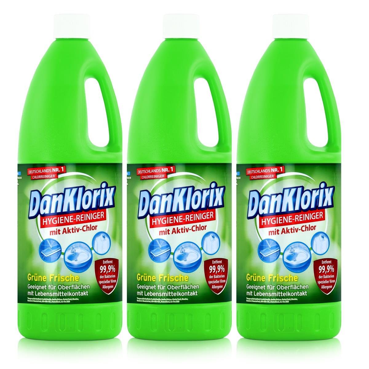 DanKlorix Hygiene-Reiniger Grüne Frische 1,5L - Mit Aktiv-Chlor (3er P Allzweckreiniger