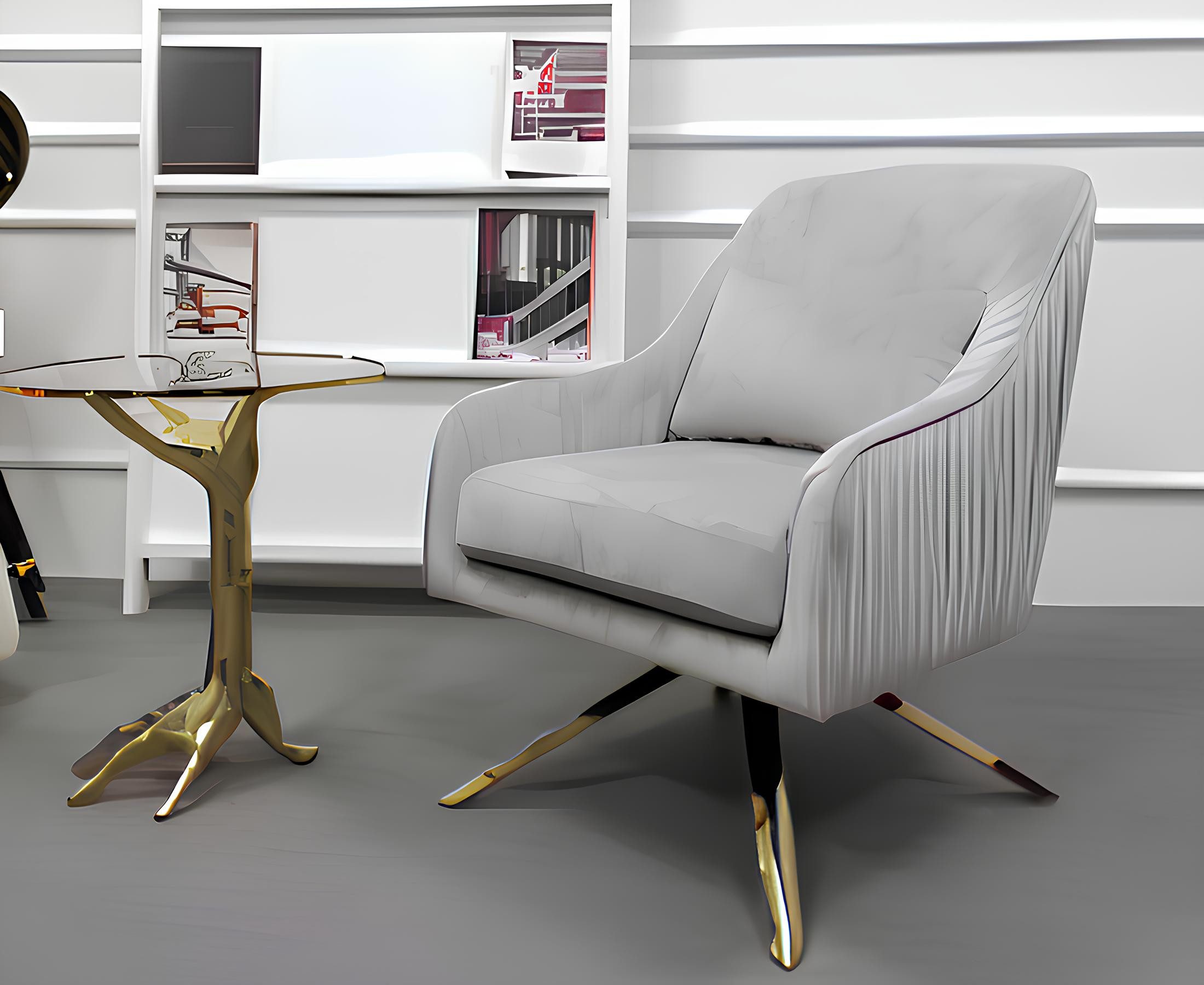 JVmoebel Loungesessel Relax Sessel aus Metall in Grau mit edelstahlfarbenen Füßen (Set, 1-St., Relax Stühle Set – Lounge Sessel in Grau aus Metall), Made in Europa