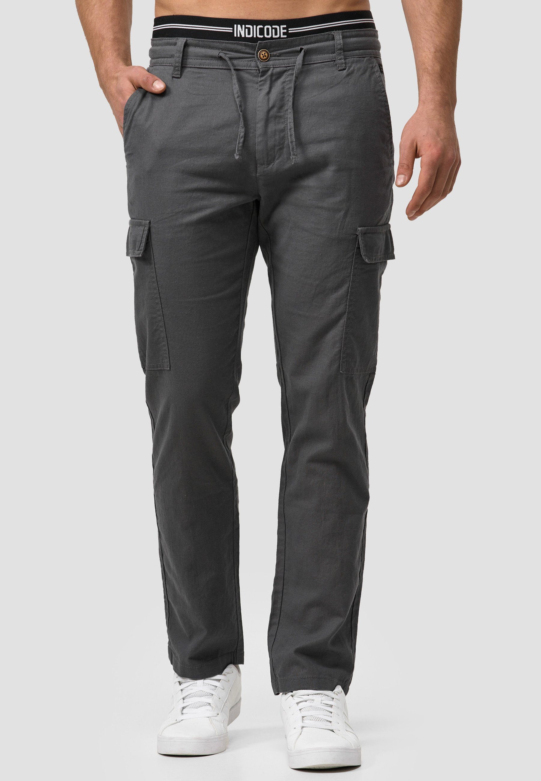 Indicode Leinenhose Leonardo mit aufgesetzten Taschen günstig online kaufen