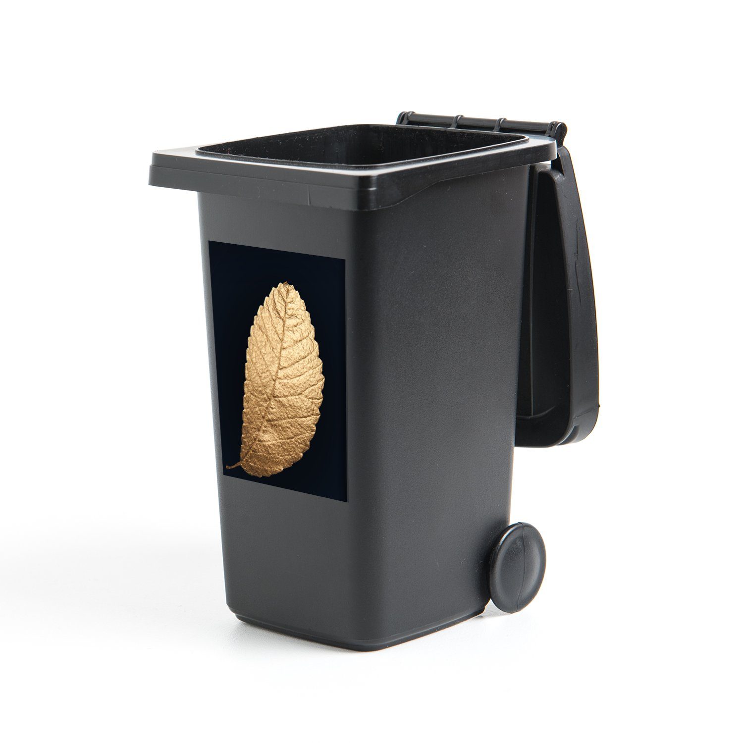 - Gold Schwarz Abfalbehälter - (1 MuchoWow Baum St), Wandsticker Blatt und Container, Mülleimer-aufkleber, Sticker, Mülltonne,