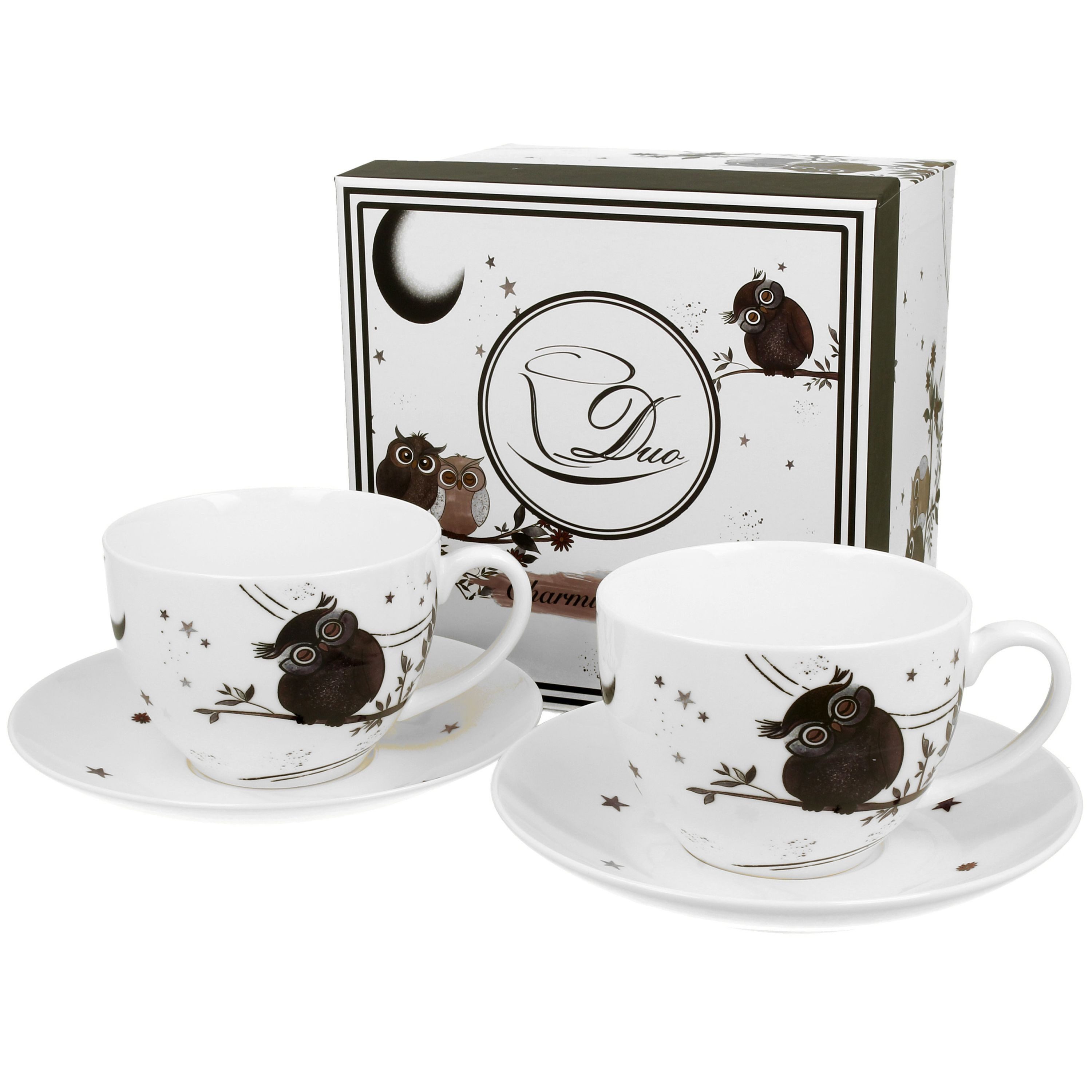 MamboCat Tasse Charming Owls Tasse + Untertasse für 2 Personen 200ml